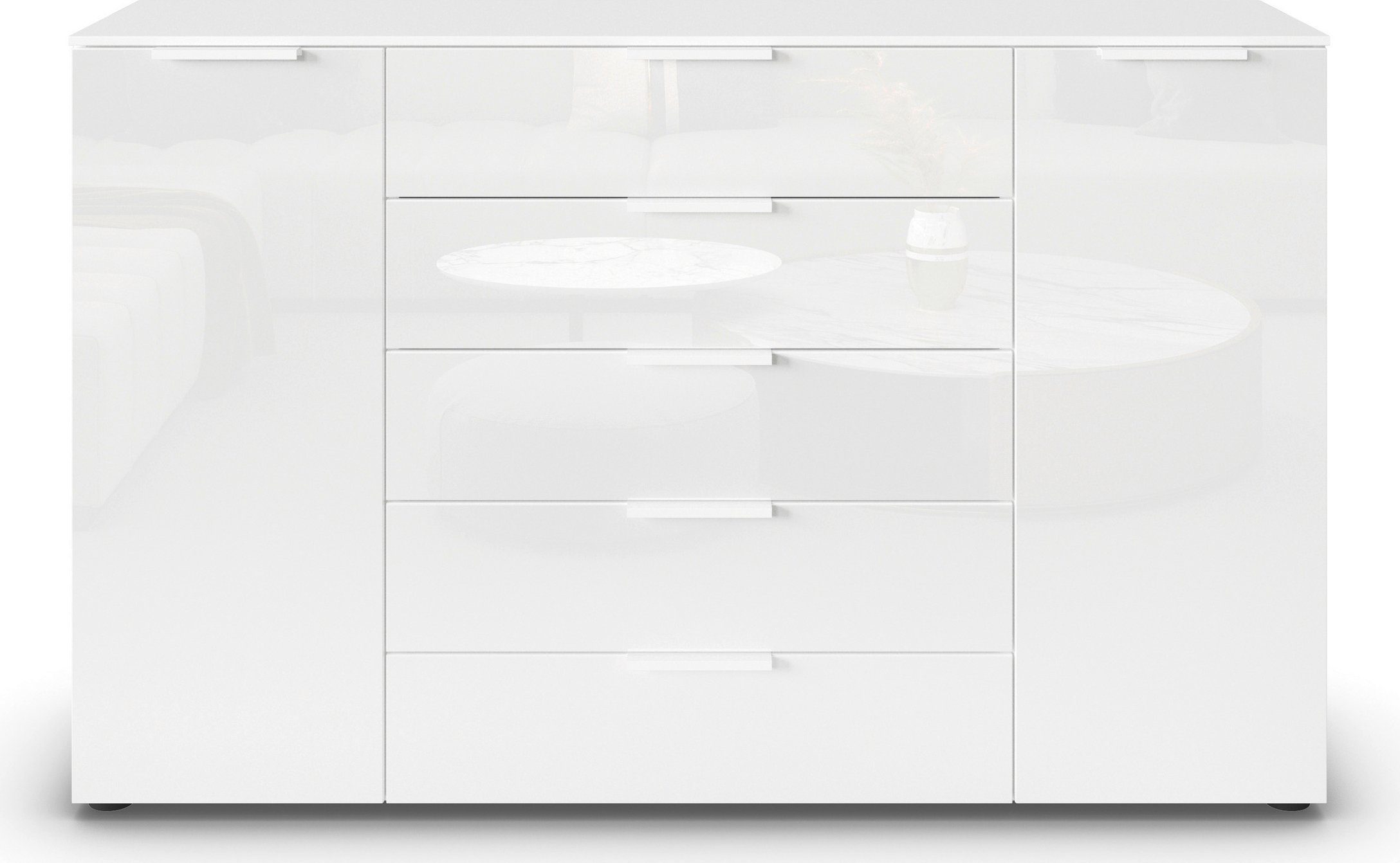 rauch Ladekast Commode deurkast sideboard combikast FLIPP met glasfront 2-deurs met 5 lades en soft-close, 2 breedtes made in germany