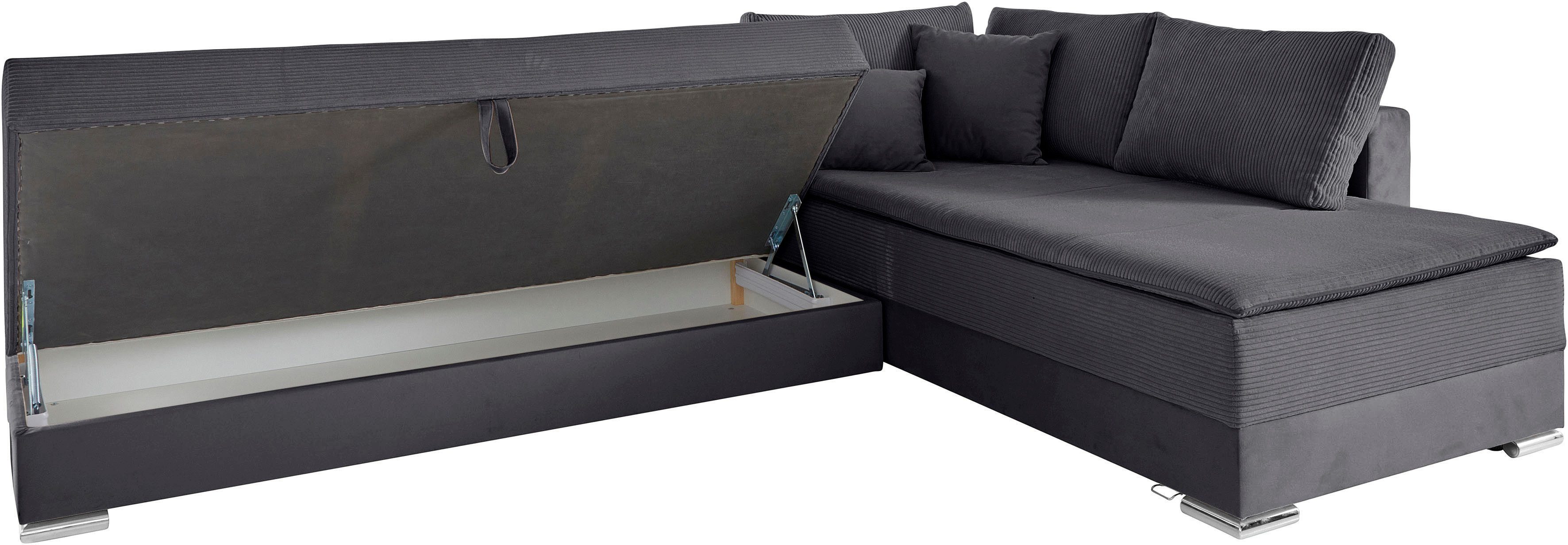 INOSIGN Hoekbank Night & Day L-vorm met permanente slaapfunctie met armleuning met boxspring-bedfunctie 180x200 cm en opberglade, doorlopend slaper!