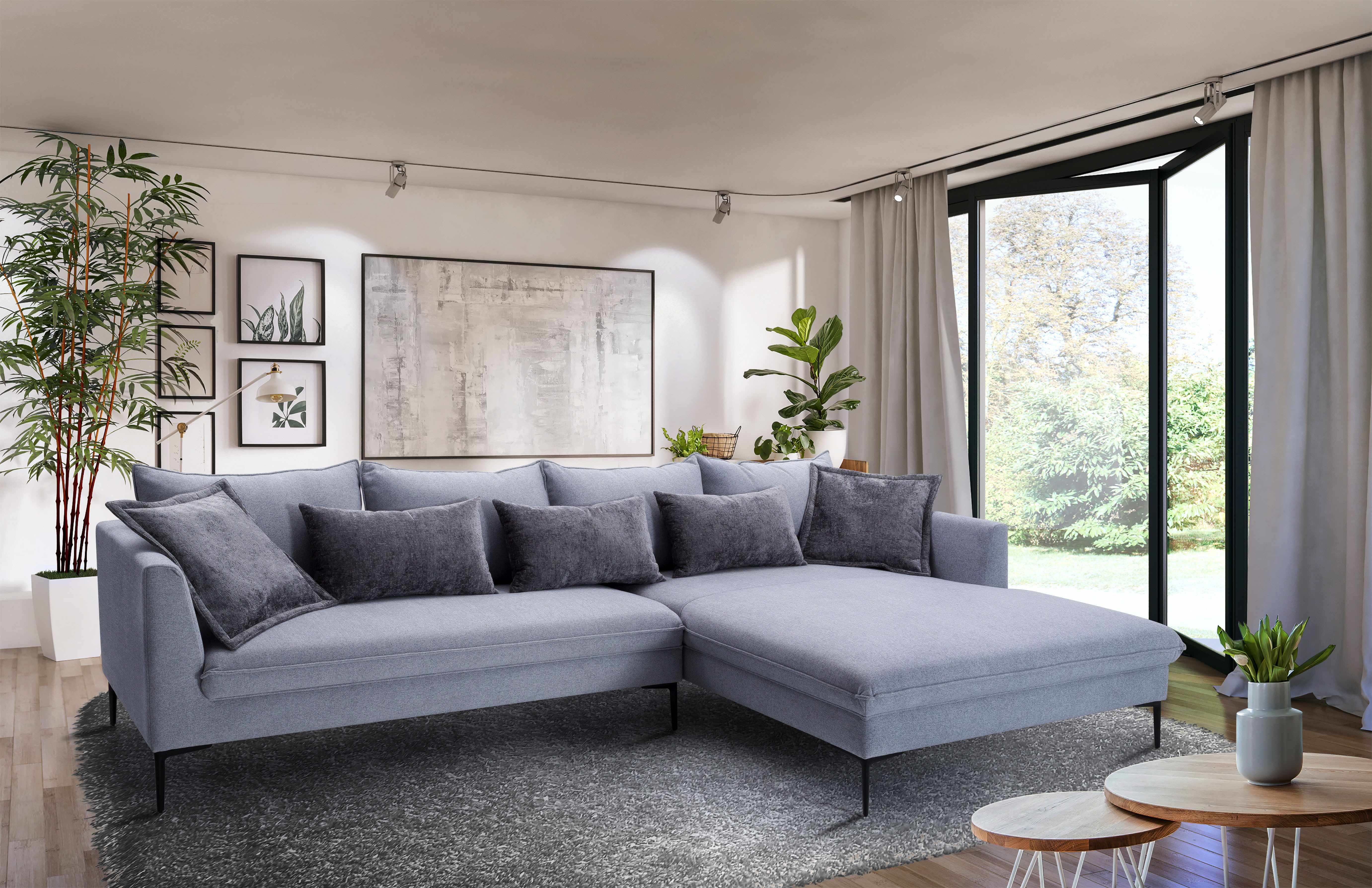 exxpo - sofa fashion Hoekbank Piazza, elegant en chic, designbank met geweldig zitcomfort, Longchair hoek in hoogwaardige afwerking, afmetingen 321x187cm (2-delig)