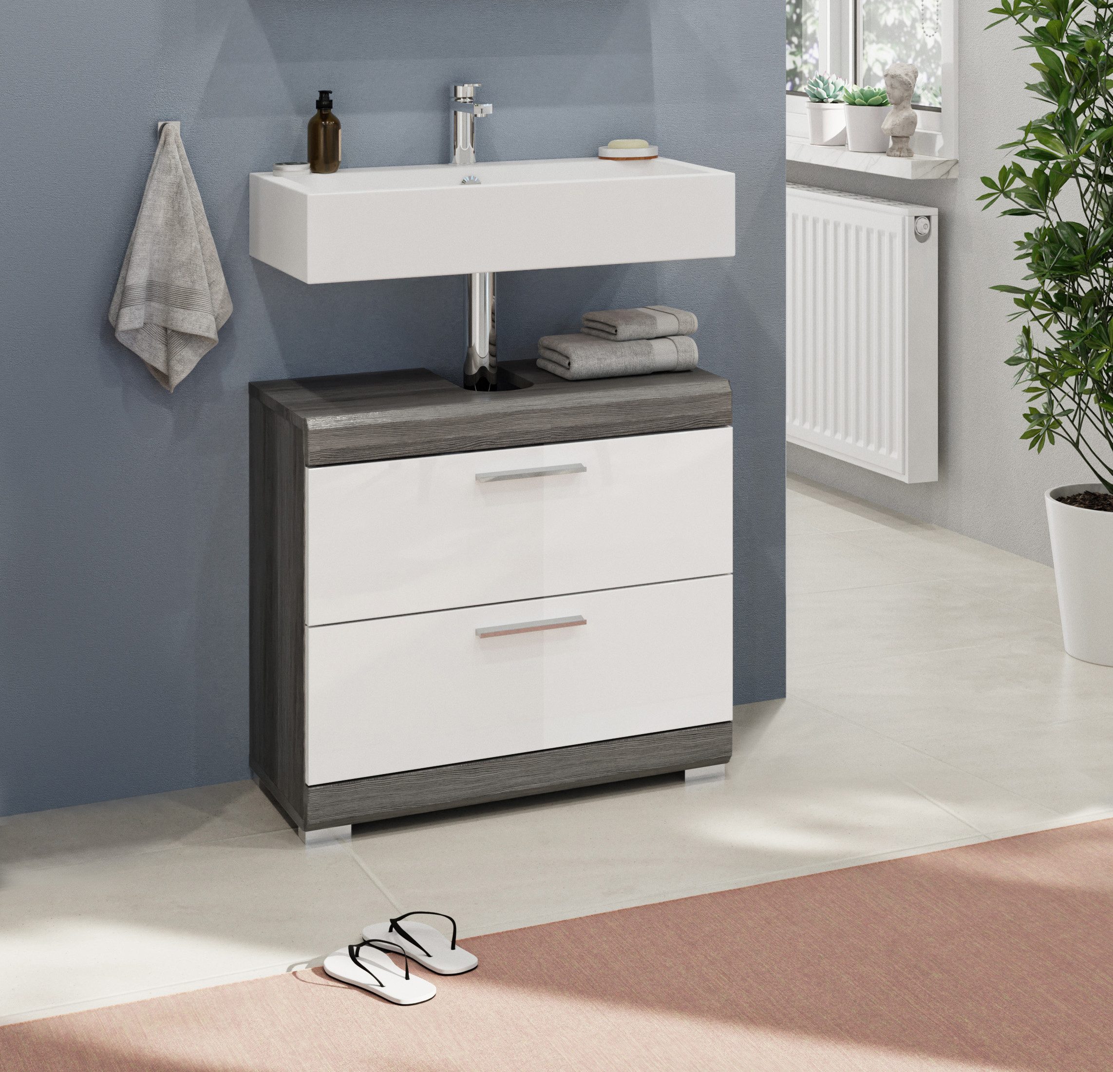 INOSIGN Wastafelonderkast Siena, breedte 60 cm, 2 deuren, 2 vakken, met sifonaansluiting, MDF-front in verschillende kleuren verkrijgbaar, badkamermeubels, badkamerkast, commode, badkamer (1 stuk)