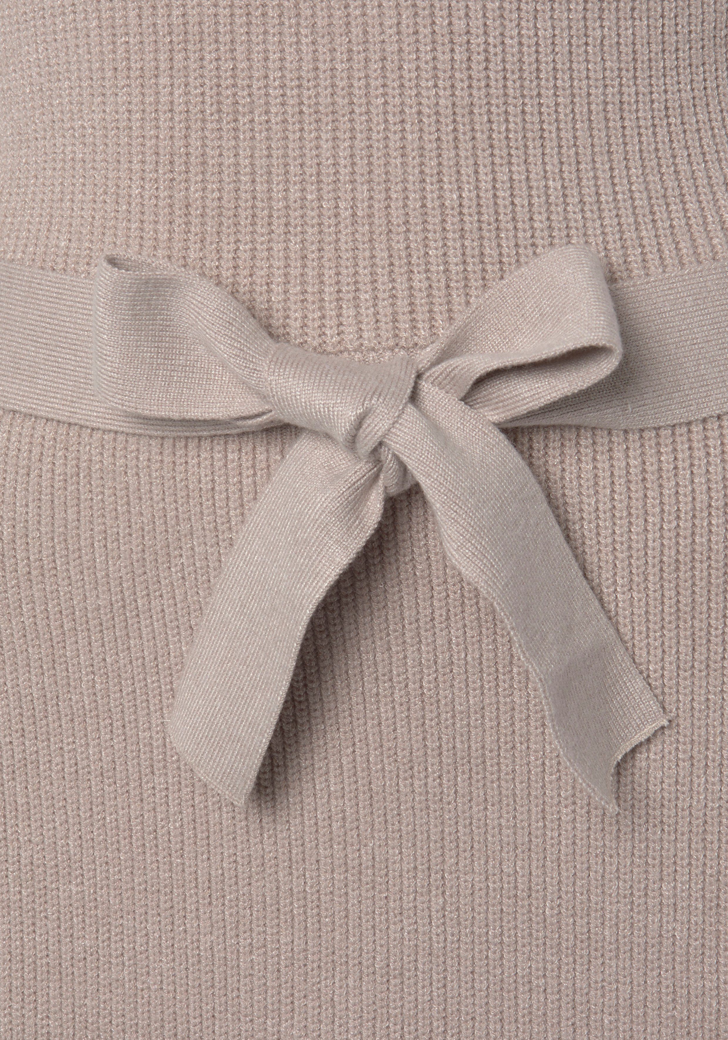 Lascana Gebreide jurk en v-hals, herfst-winterjurk, casual-elegant (Met een bindceintuur)