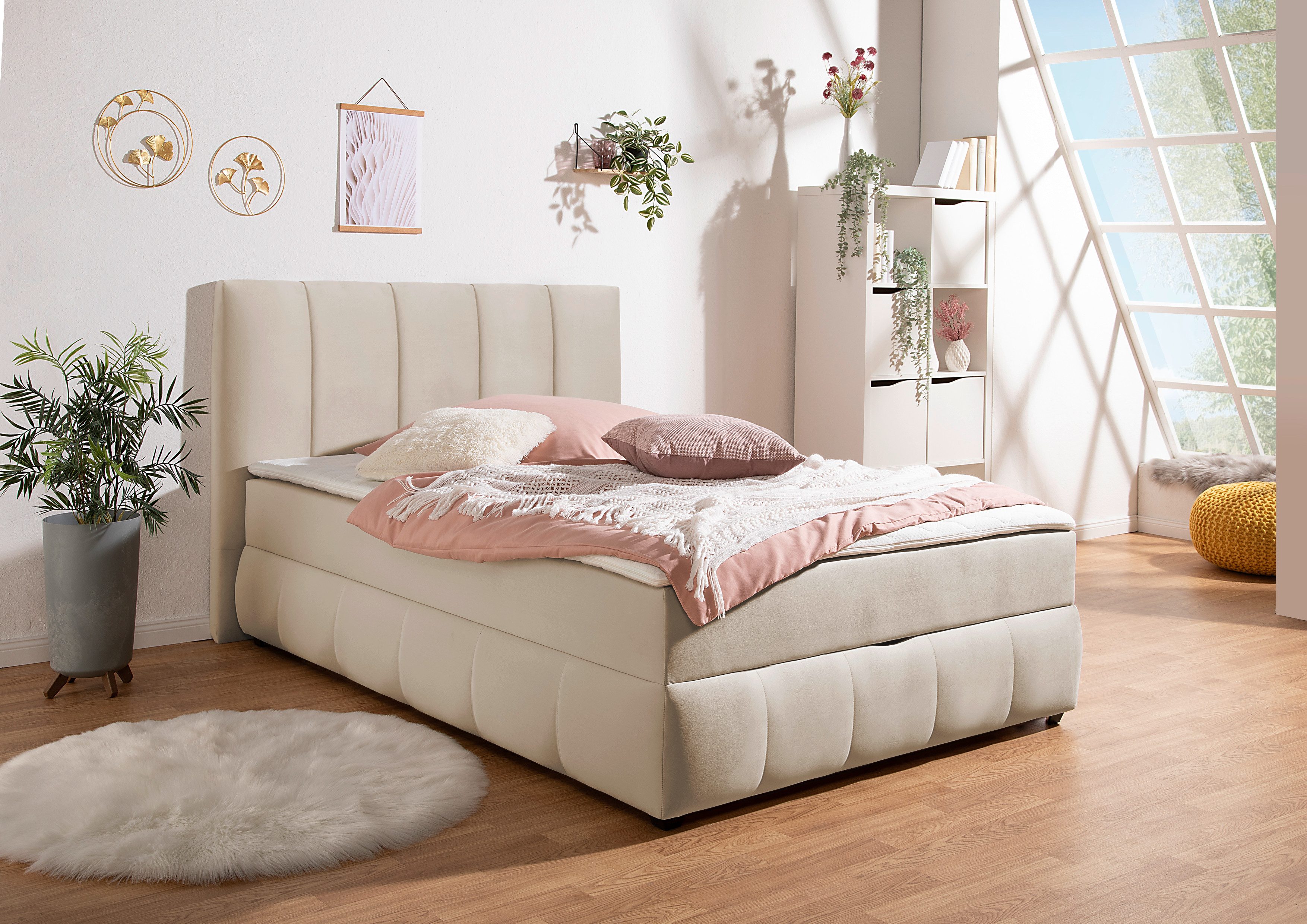 INOSIGN Boxspring Hartley Inclusief bedlade & topper, kiesbaar in H2, H3 of H4 boxsprings beige