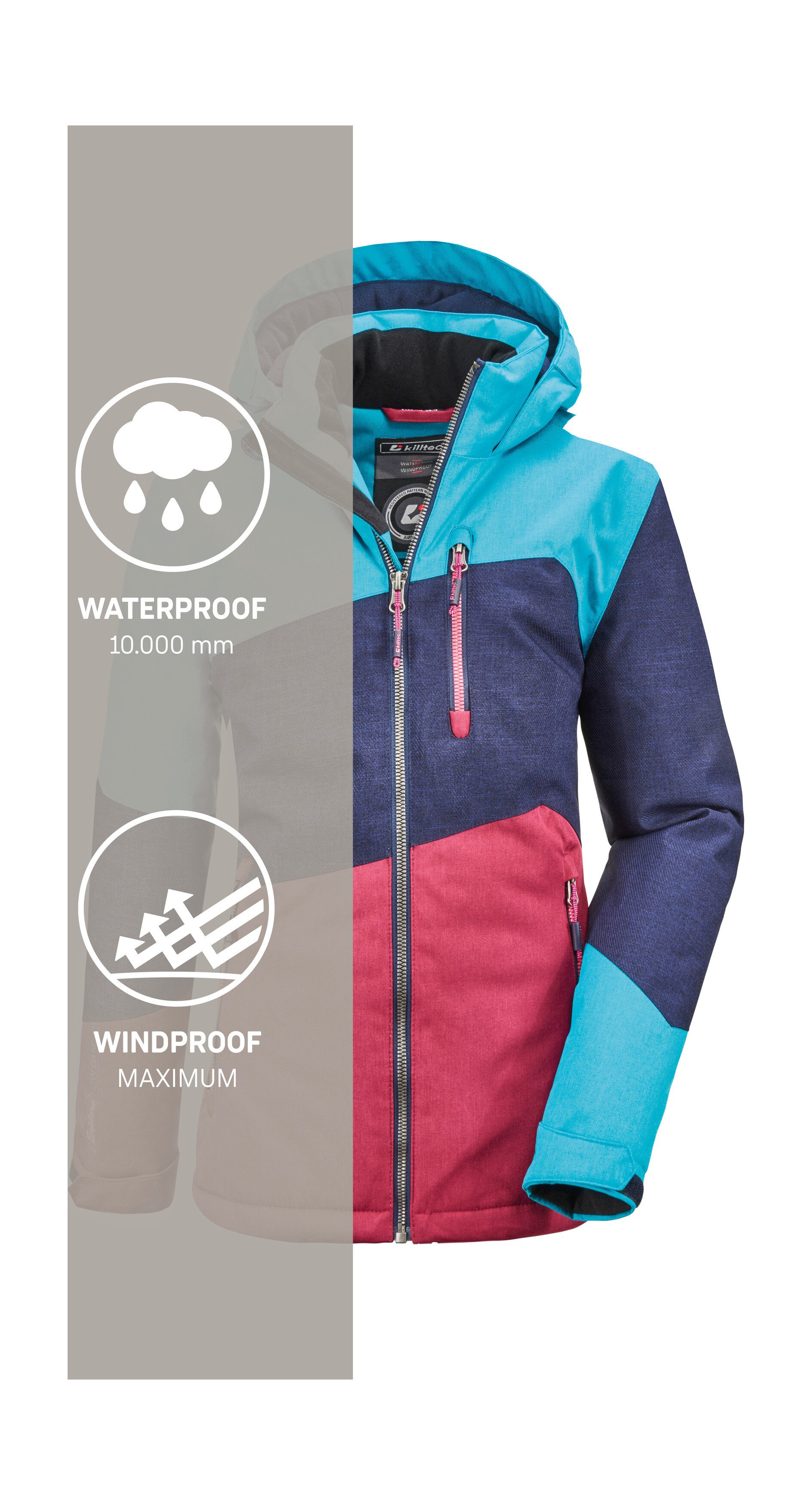 Killtec Outdoorjack Lynge GRLS JCKT B Waterdichte winterjas met capuchon, fleece, verstelbare mouwen