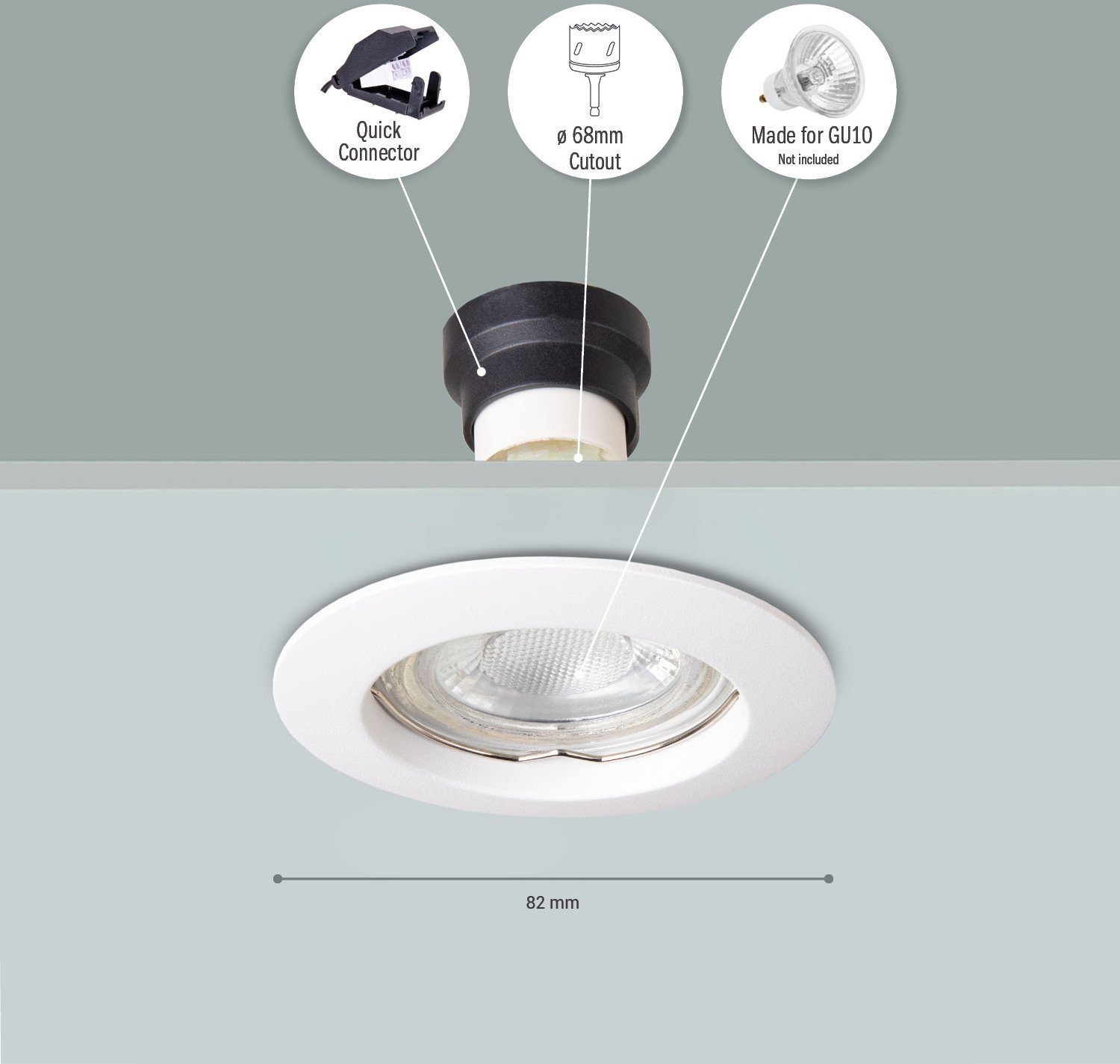 Paco Home Inbouwlamp Klara Inbouwspot spot onderbouwlamp vlak 6-delige set GU10