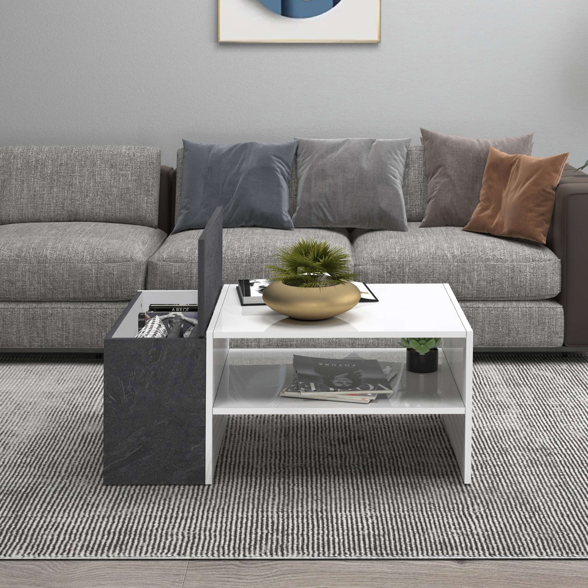 INOSIGN Salontafel Coro, salontafel met zijopbergruimte Lengte 90 cm, met twee opbergvakken waarvan één gesloten