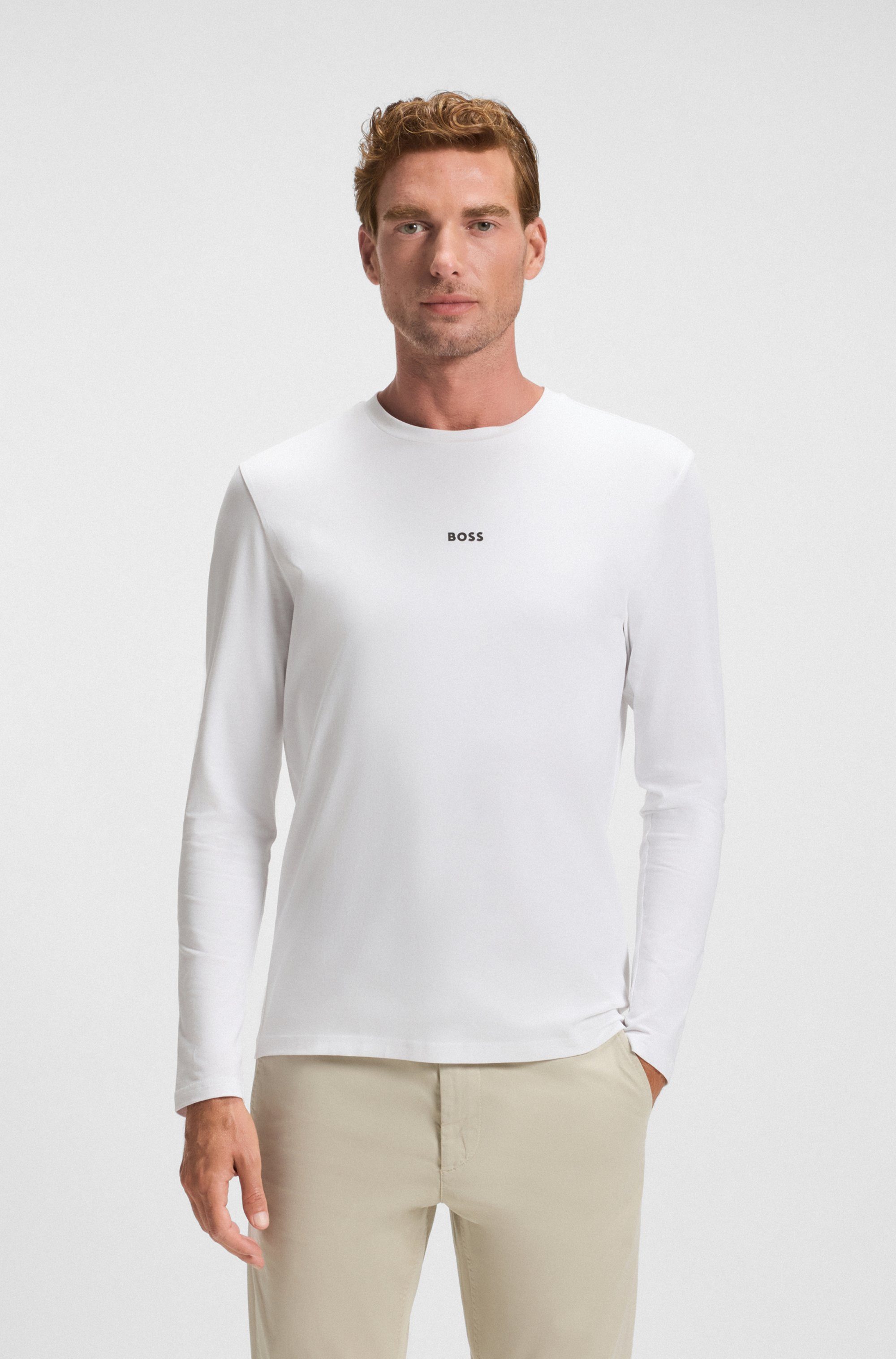 Boss Orange Shirt met lange mouwen TChark met een ronde hals