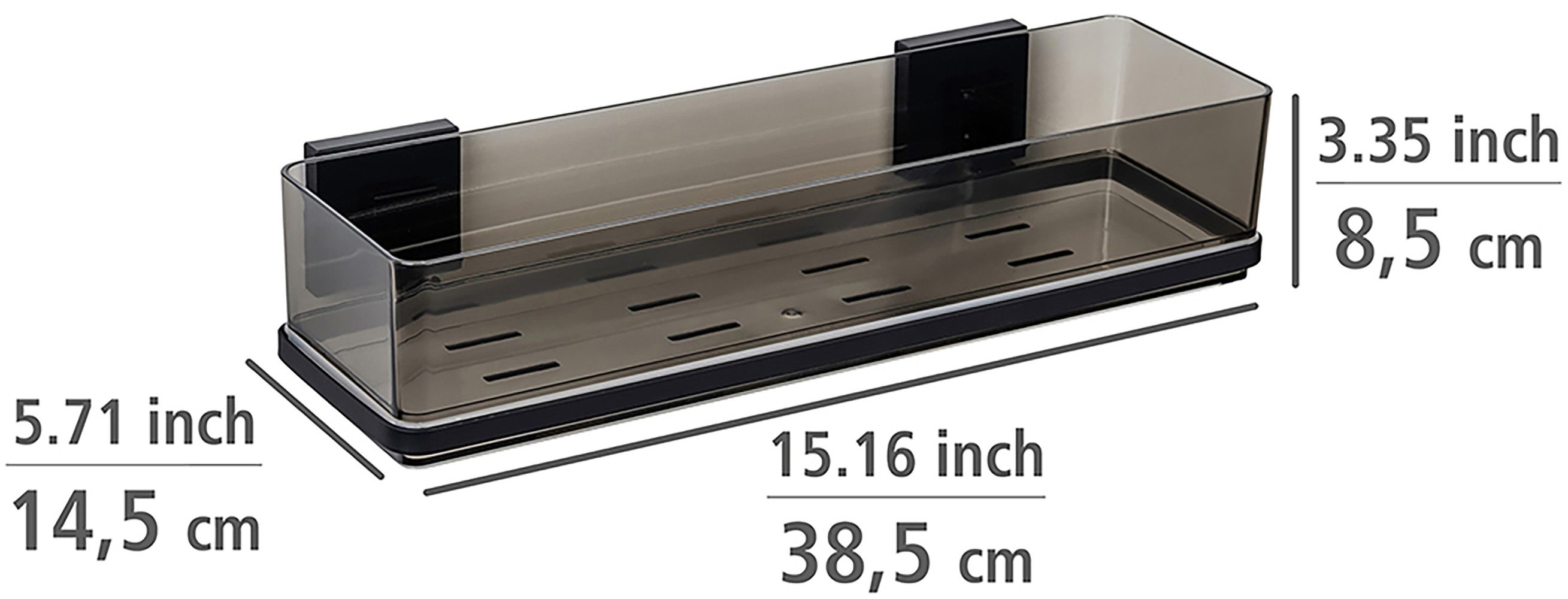 WENKO Doucherekje Vacuum-Loc® model Quadro van kunststof, roestvrij staal-bevestiging, bevestiging zonder boren