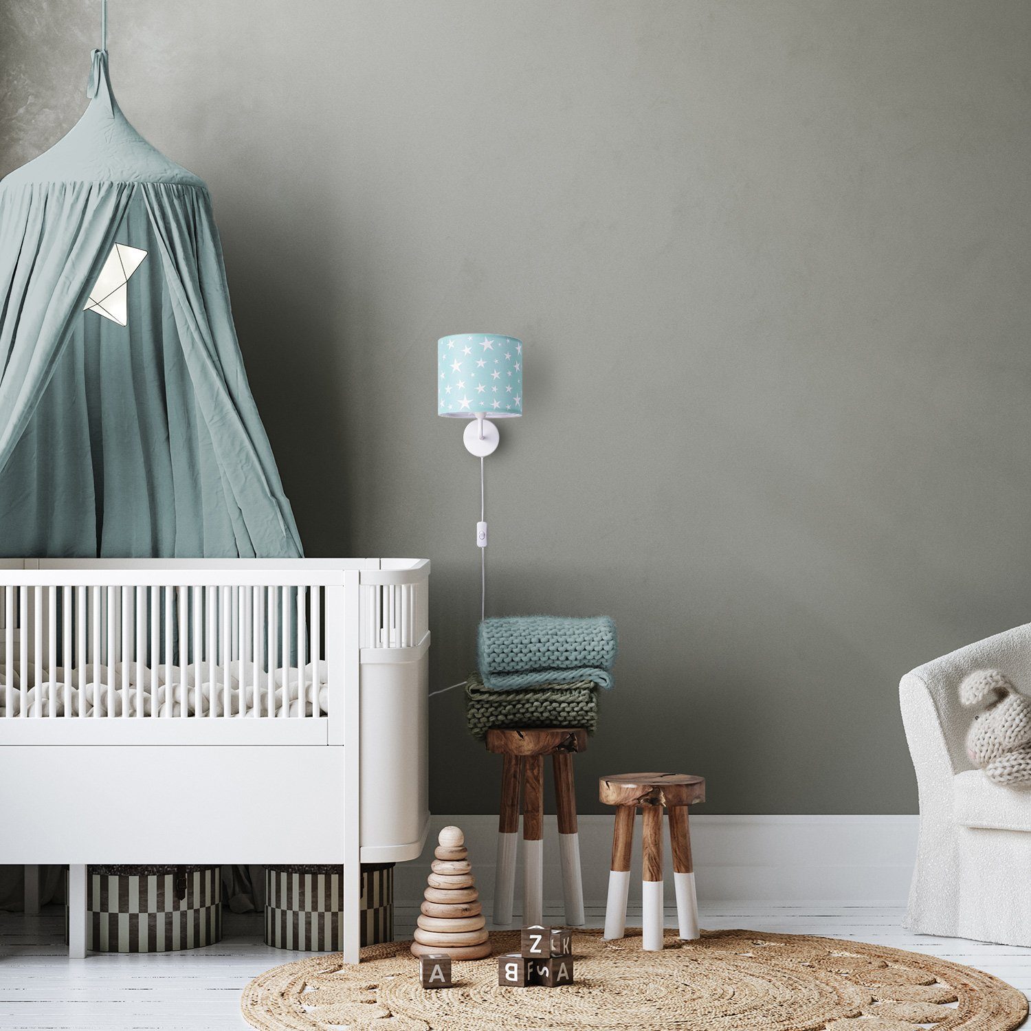 Paco Home Wandlamp Capri 315 Lamp kinderkamer babykamer âˆ…18cm sterren kabellengte 3m E14