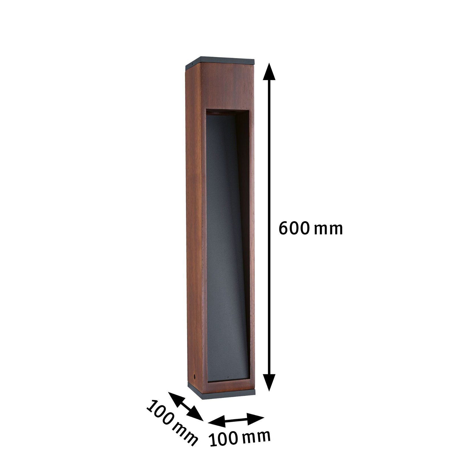Paulmann Paalverlichting Trabia IP44 vierkant 600mm 3000K 3,5W 230lm 230V 38° GU10 Hout (1 stuk)