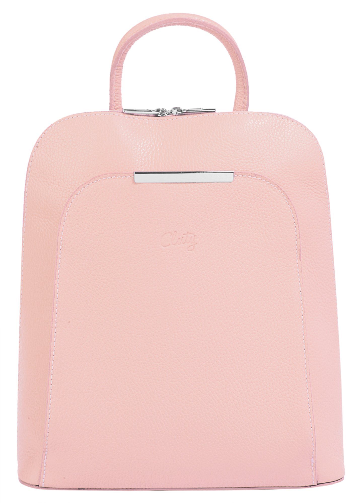 Cluty Rugzak echt leer, made in italy dames rugzakken maat one size roze