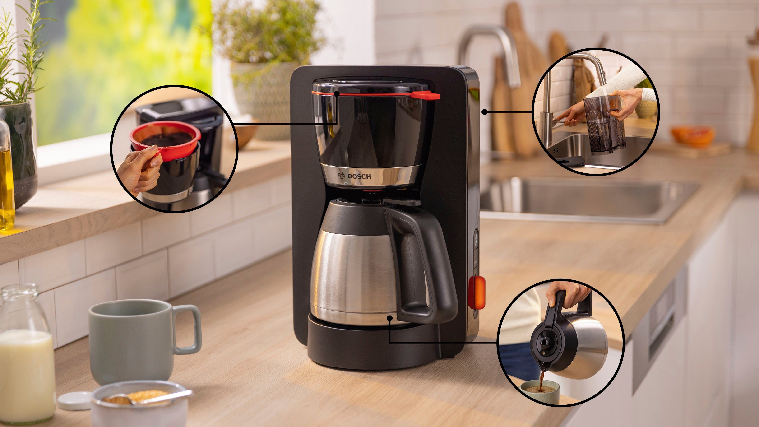 BOSCH Filterkoffieapparaat MyMoment TKA6M273, 1,1 l, voor 8-12 kopjes, intensief aroma, ontkalkingsprogramma, thermoskan, 1200 w
