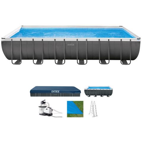 Intex opzetzwembad met accessoires Ultra XTR frame 732 x 366 x 132 cm antraciet