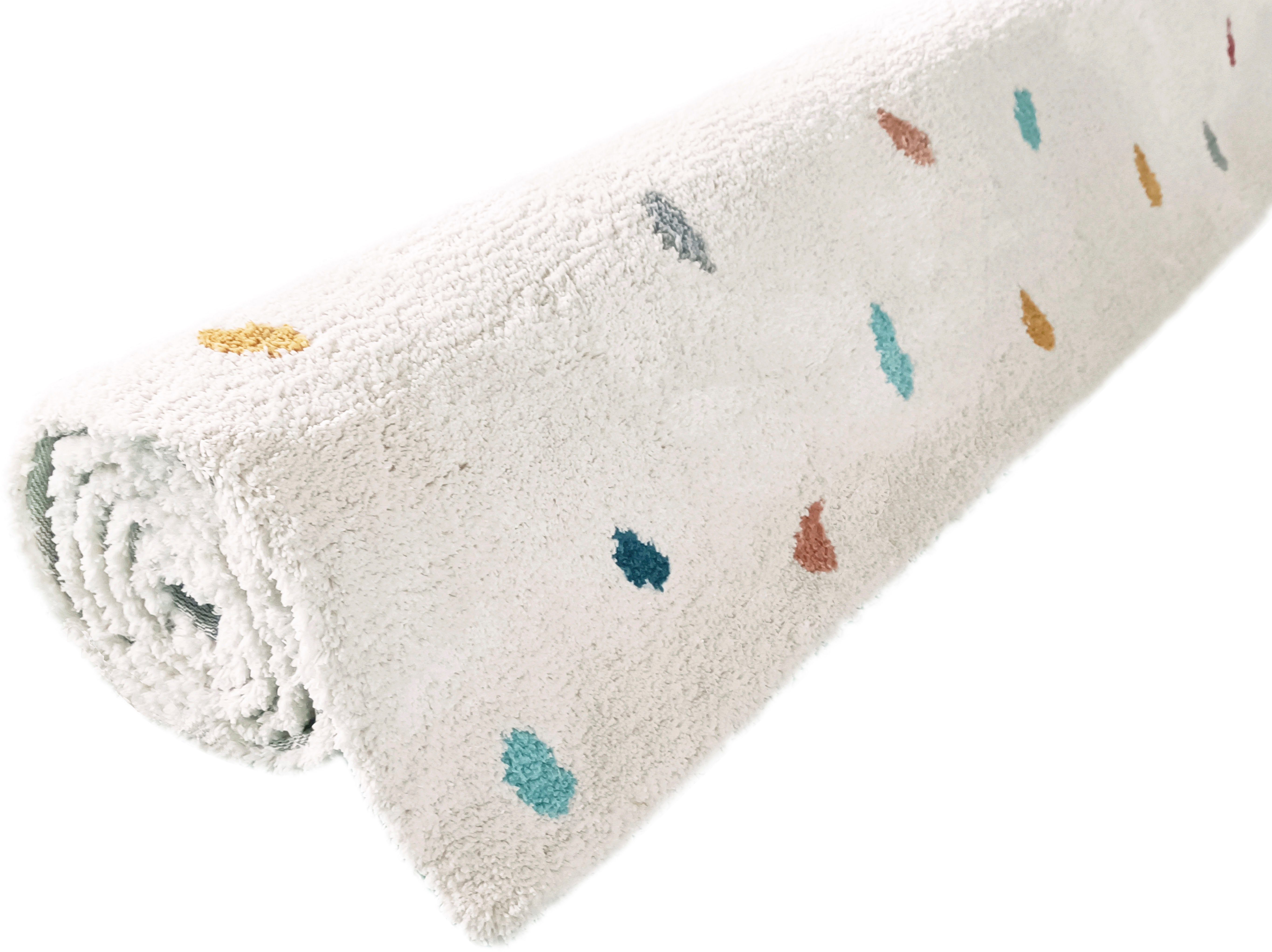 my home Kindervloerkleed Odan, hoogpolig tapijt gekleurde stippen tapijten, zacht, woonkamer, kinderkamer