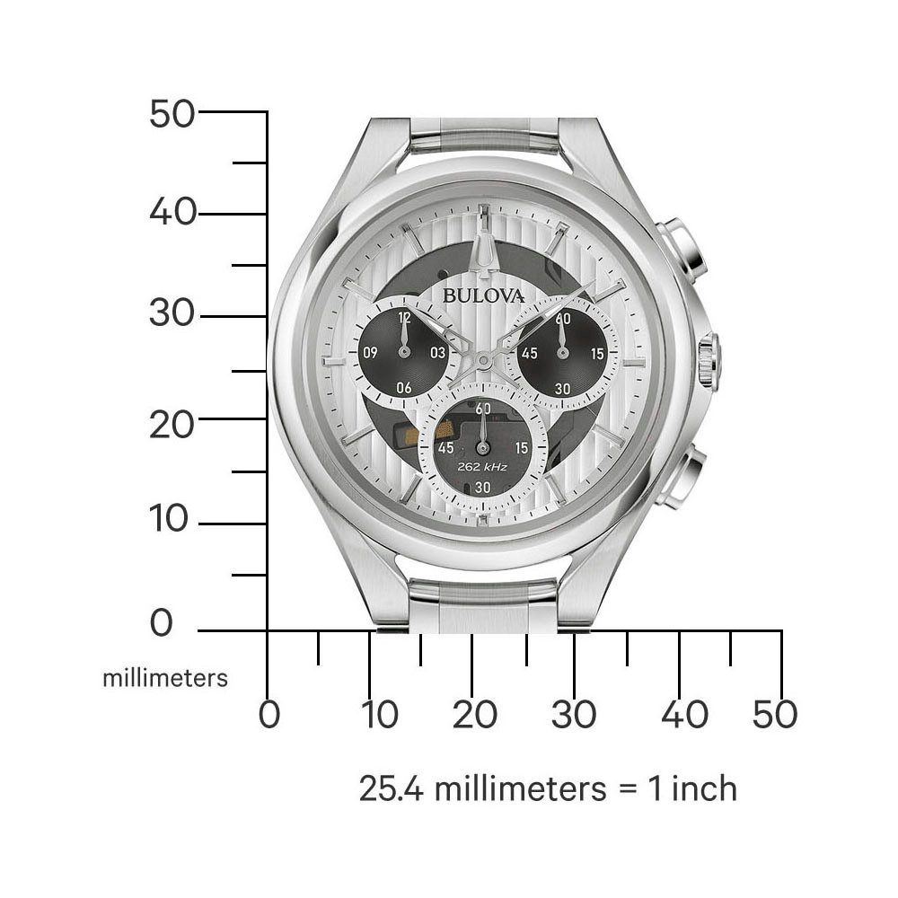 Bulova Chronograaf Curv Horloge, quartz, herenhorloge, roestvrijstalen band, saffierglas