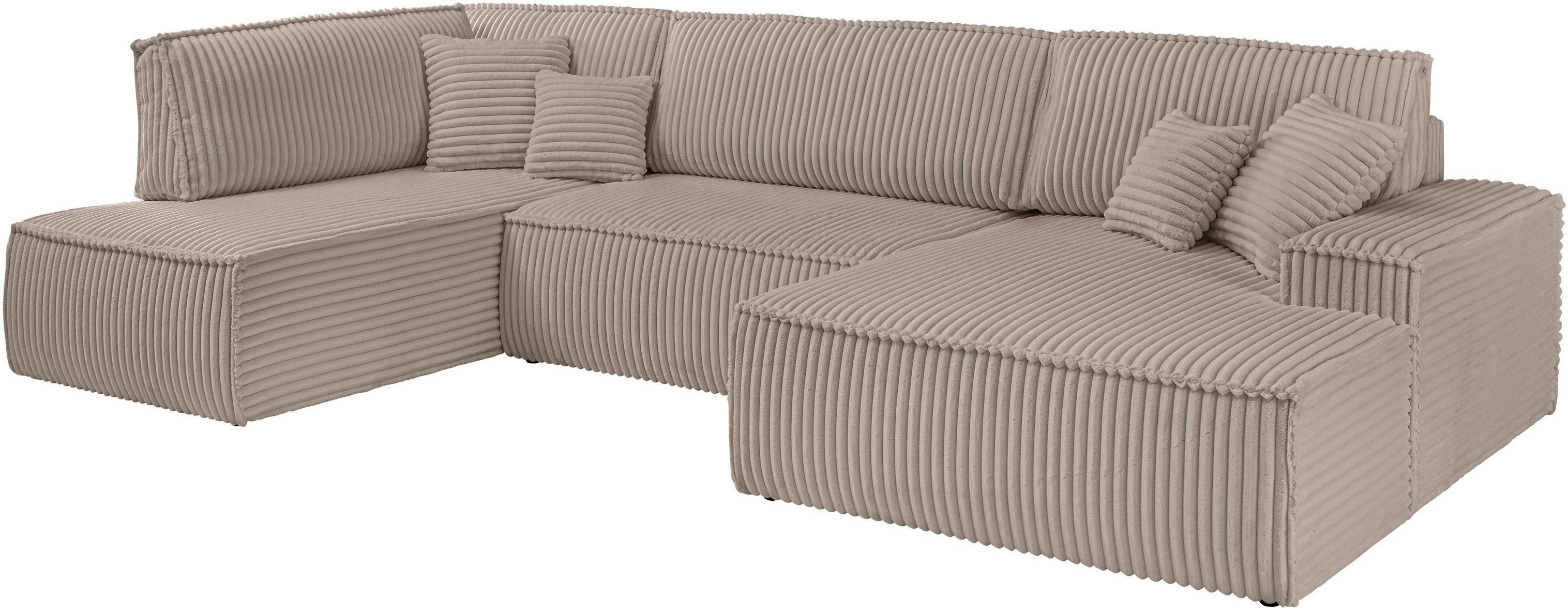 andas Zithoek FINNLEY U-model XXL 329 cm, bedbank, slaapfunctie m. bedkist