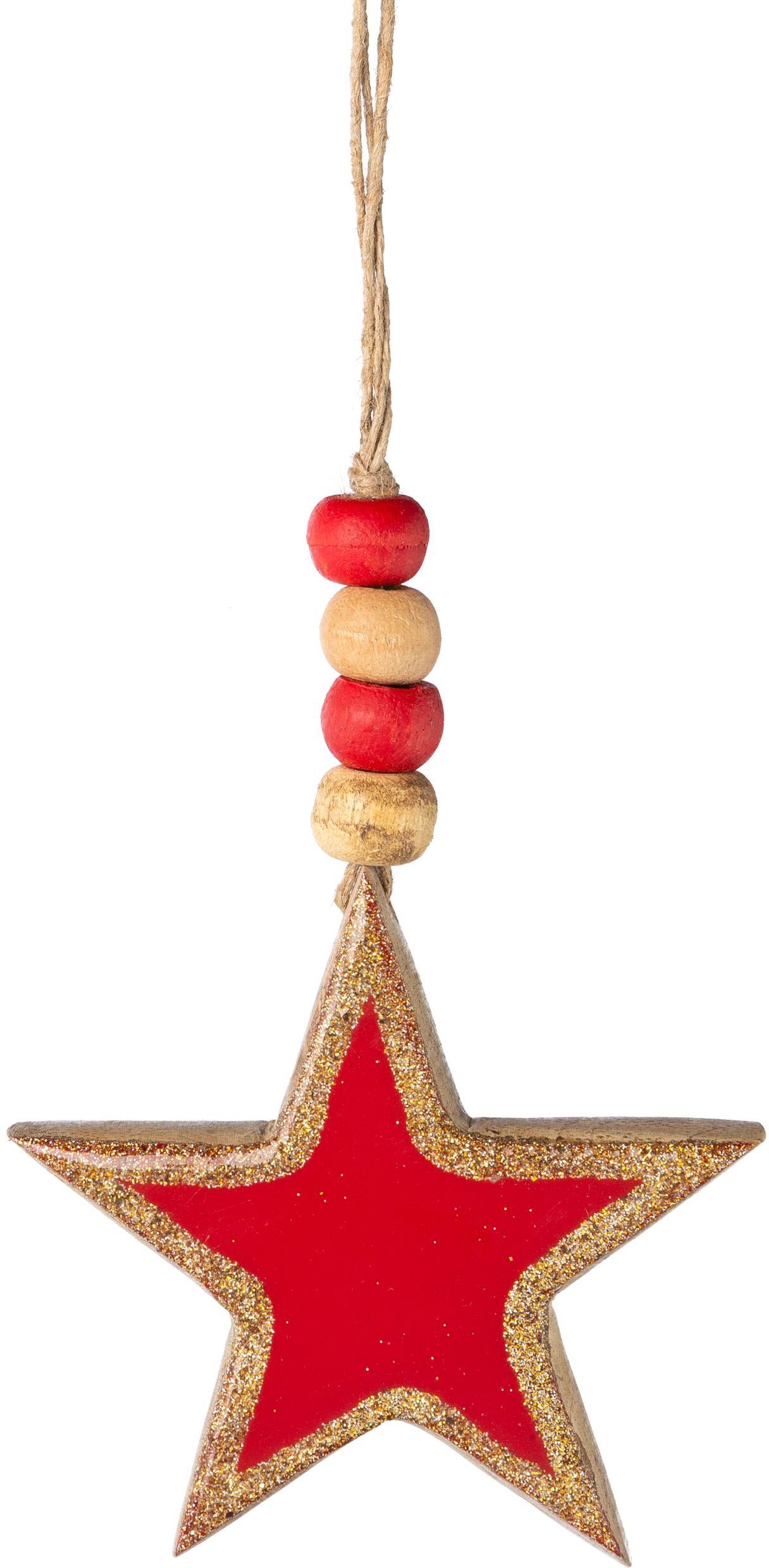 Creativ deco Sierster Kerstster, kerstversiering rood, kerstversiering (6 stuks)
