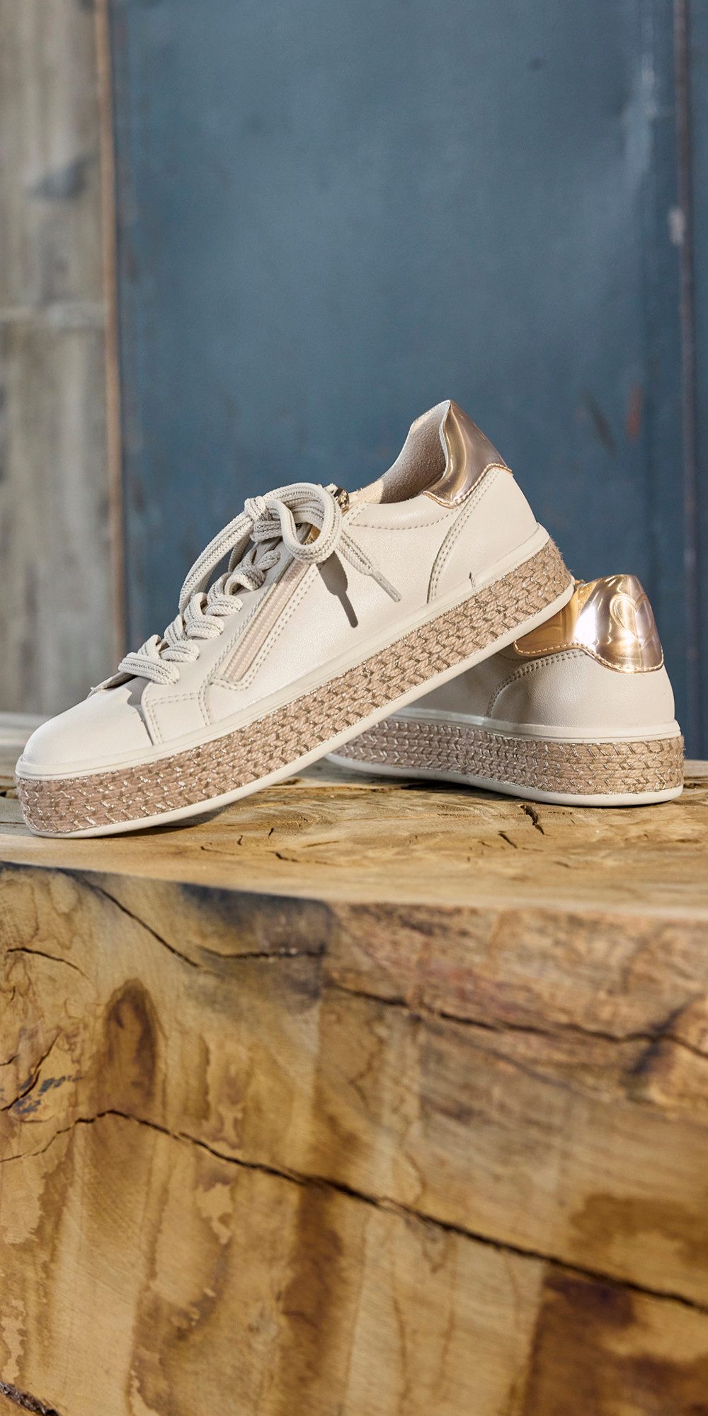 Marco Tozzi Plateausneakers vrijetijdsschoen, lage schoen, veterschoen met buitenrits