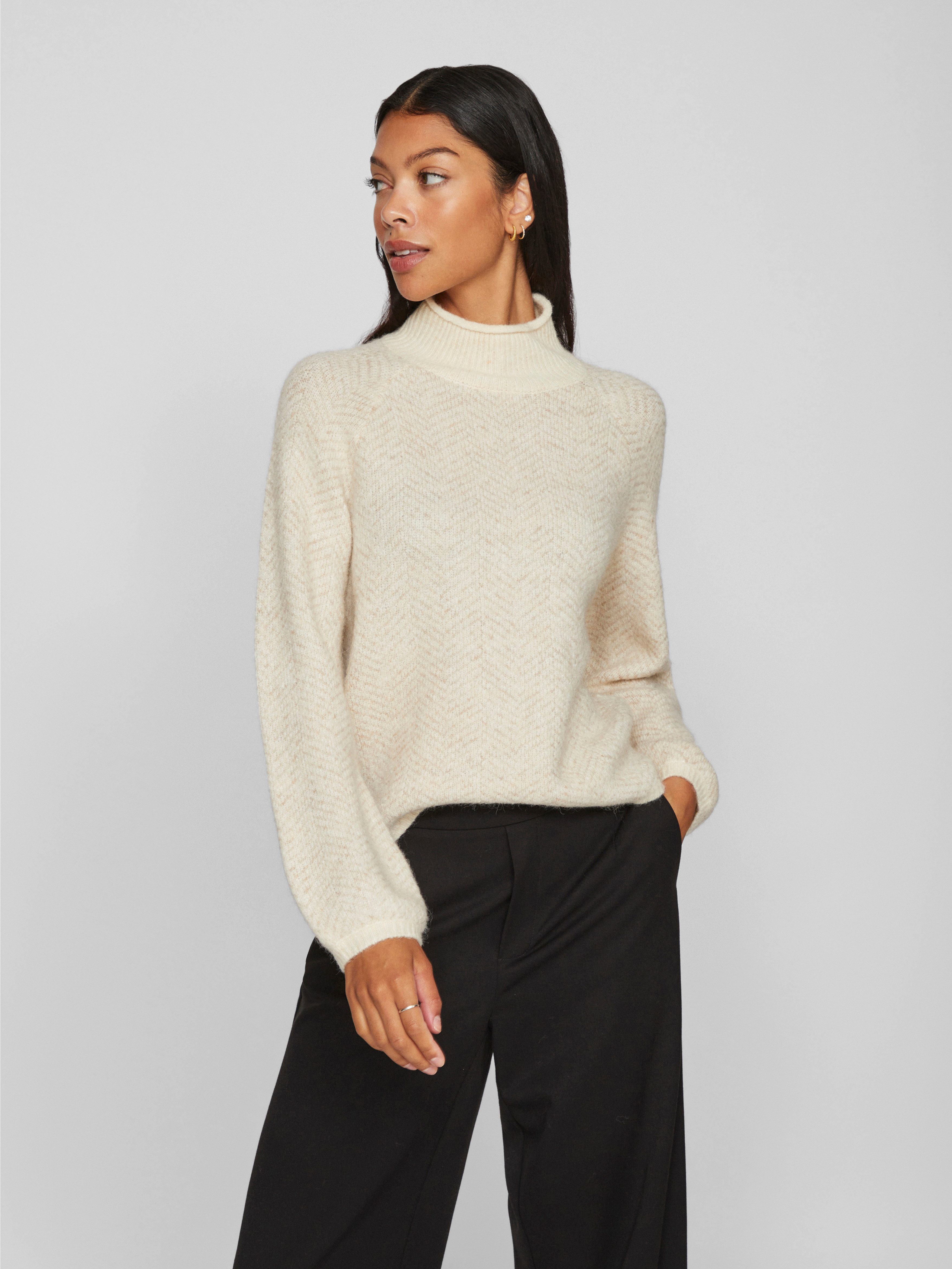 Vila Trui met staande kraag VILORY HIGH NECK L/S KNIT TOP - NOOS