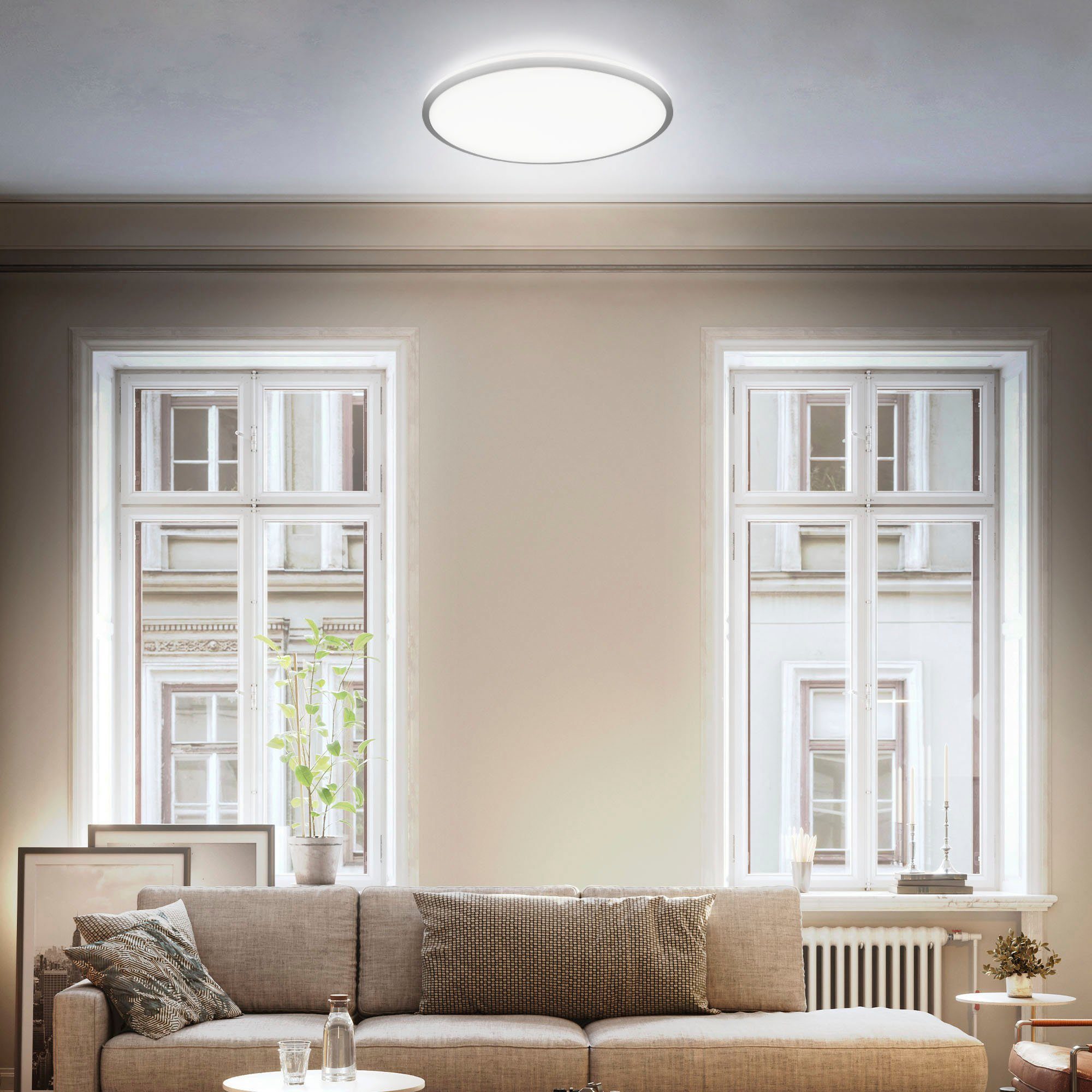 B.K.Licht Led-plafondlamp BK_DL1536 Plafondlamp, Ø38cm, neutraal wit licht, achtergrondverlichting, 24W (1 stuk)