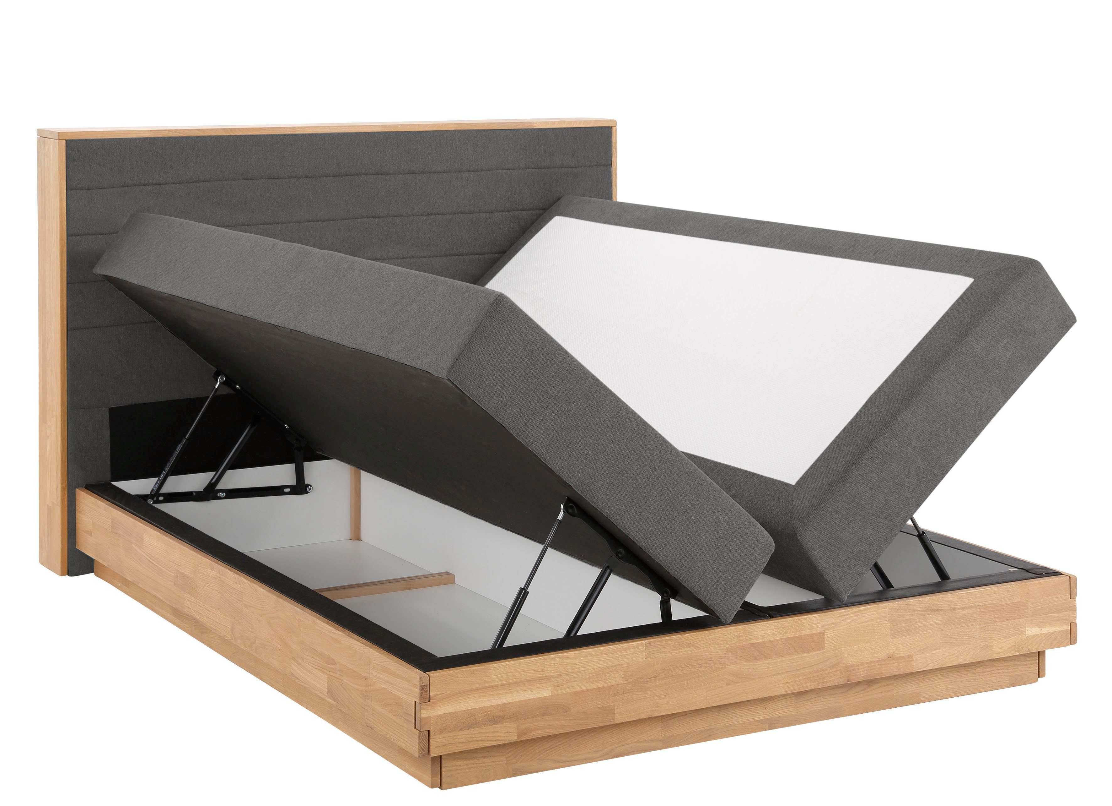 Home affaire Boxspring Cavan Eiken, met bedkist & topmatras, verschillende hardheden (ook H4)