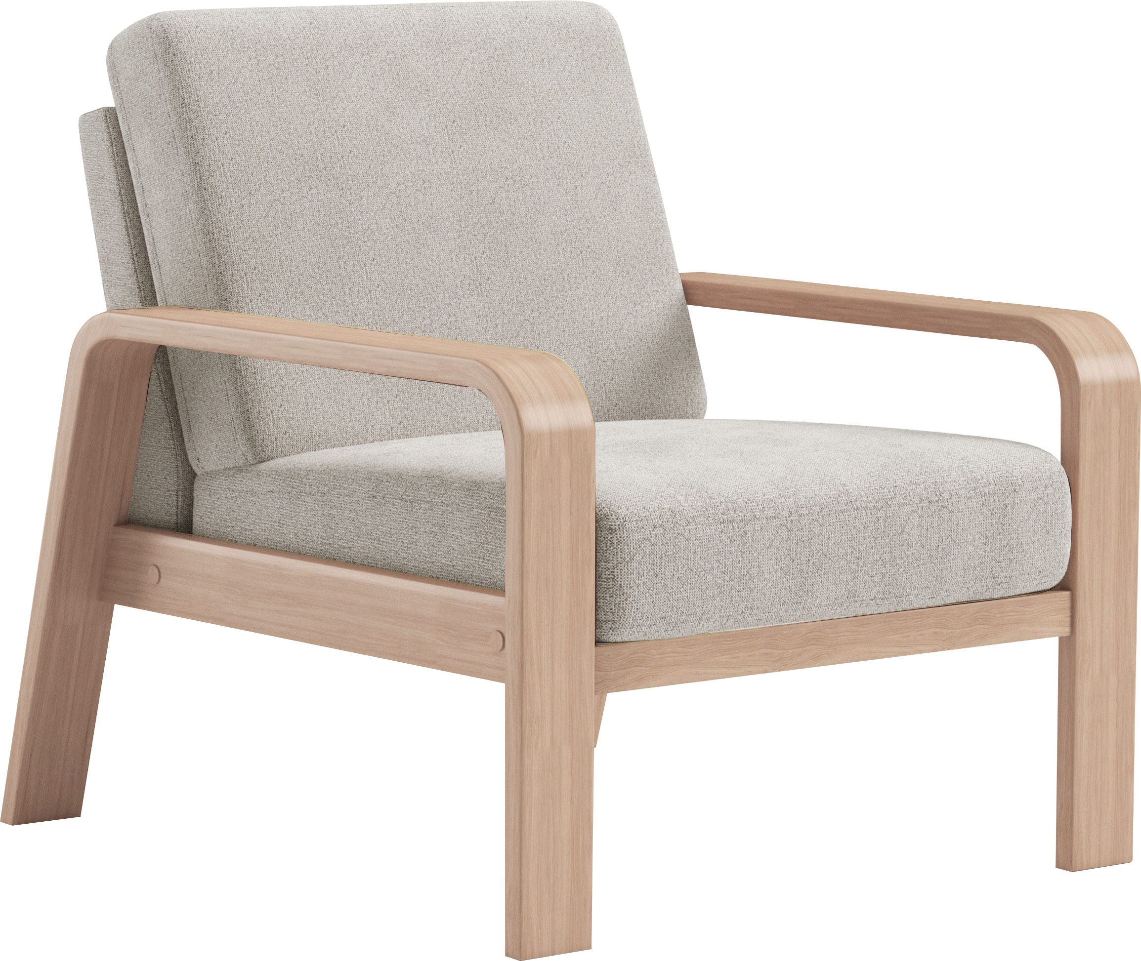 sit&more Fauteuil Kolding Armleuningen van natuurlijk beukenhout, verschillende bekledingen en kleuren