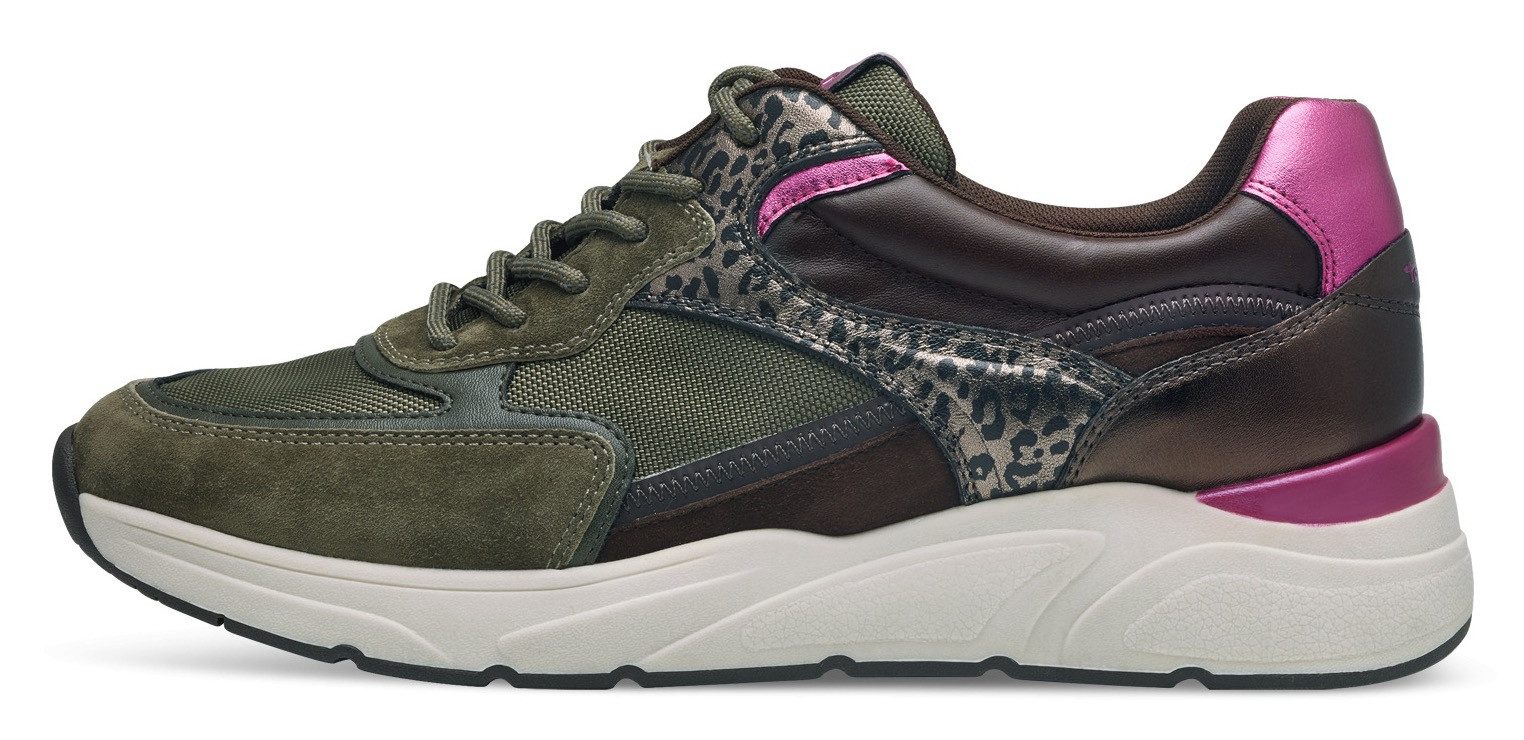 Tamaris Sneakers met sleehak lage schoen, veterschoen, vrijetijdsschoen met contrastafwerkingen
