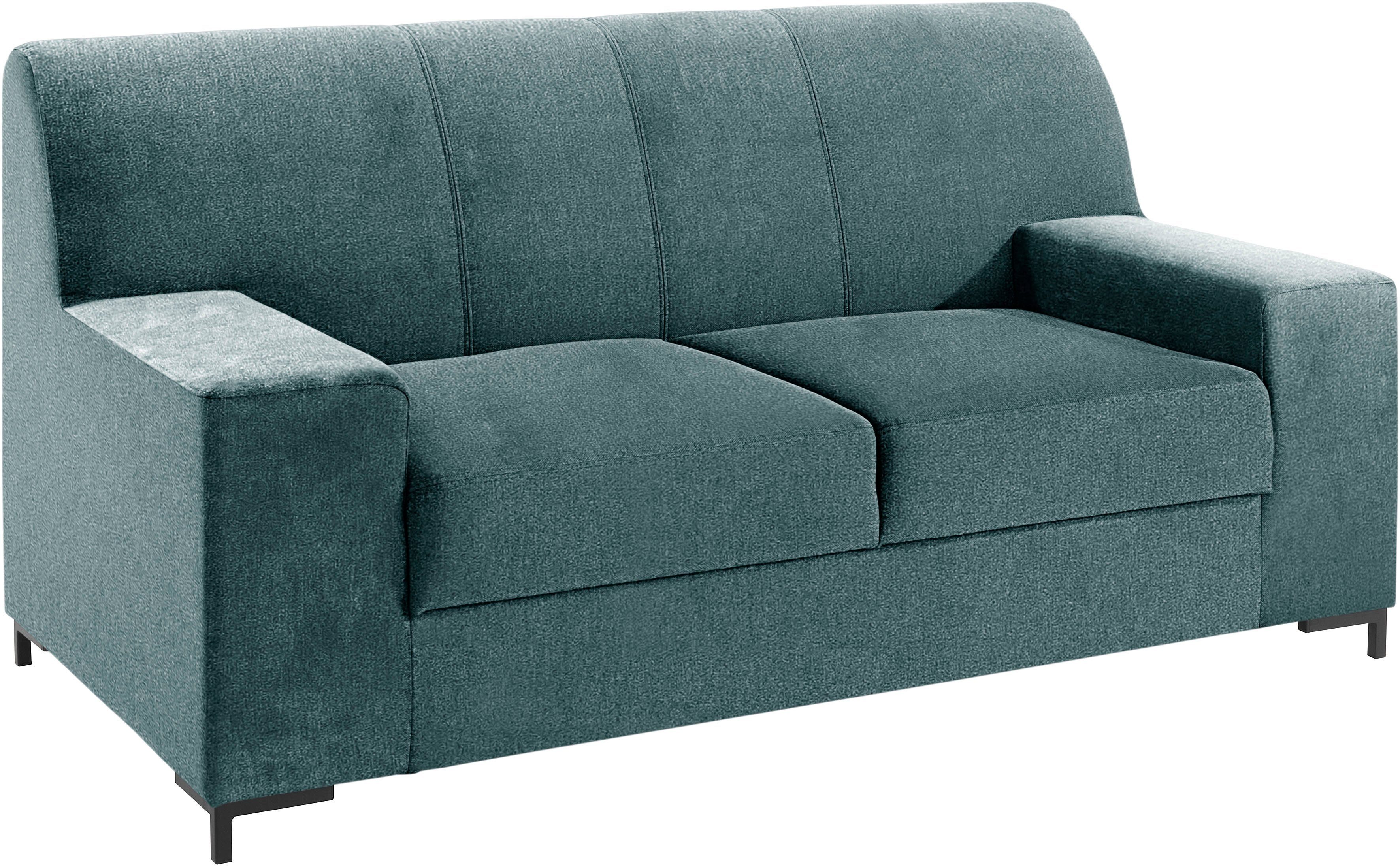 DOMO collection 2-zitsbank Ledas kubisch en comfortabel, platte armleuningen, elegante voet,