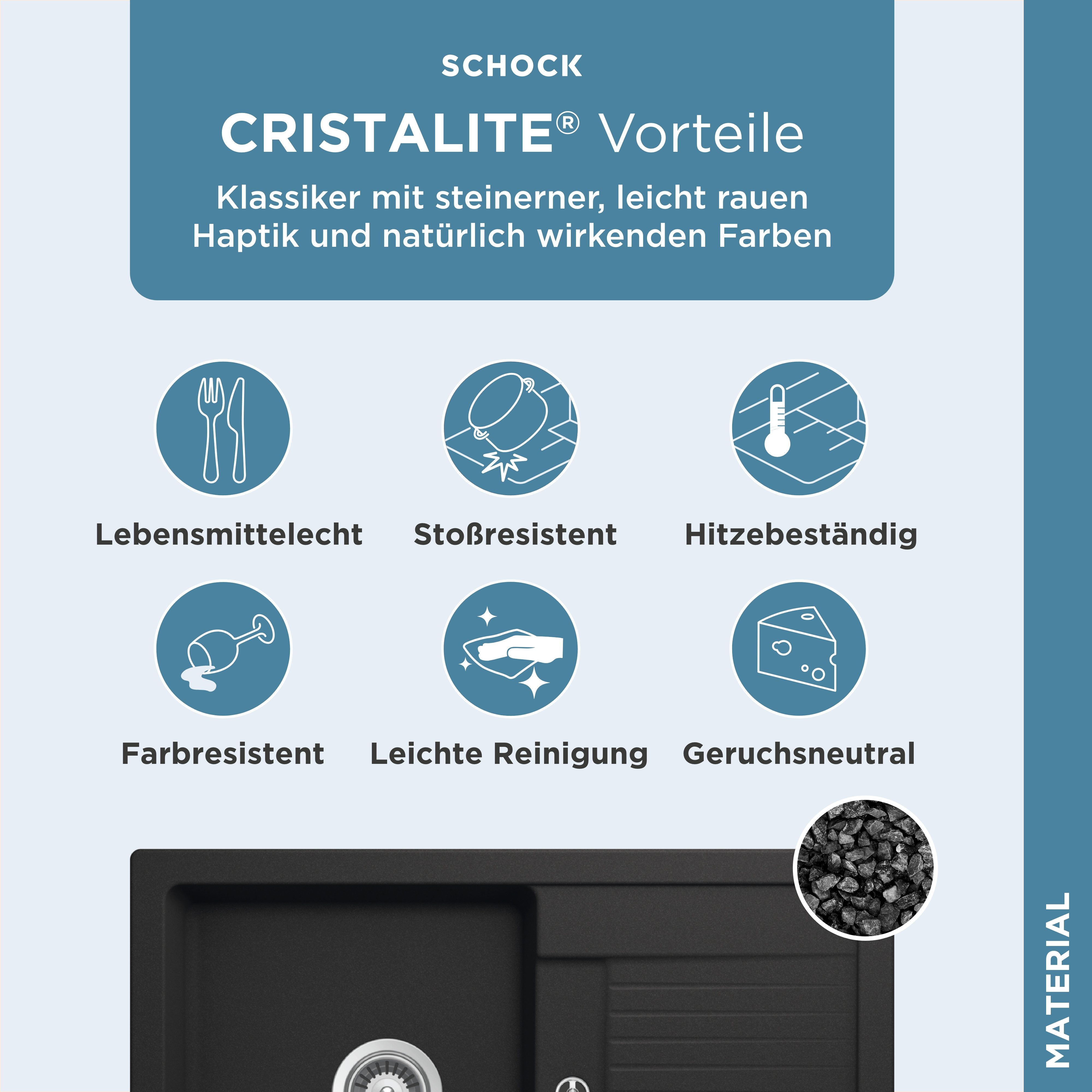 Schock Granieten spoelbak Lima D-100S 78/50 cm, opzetgootsteen