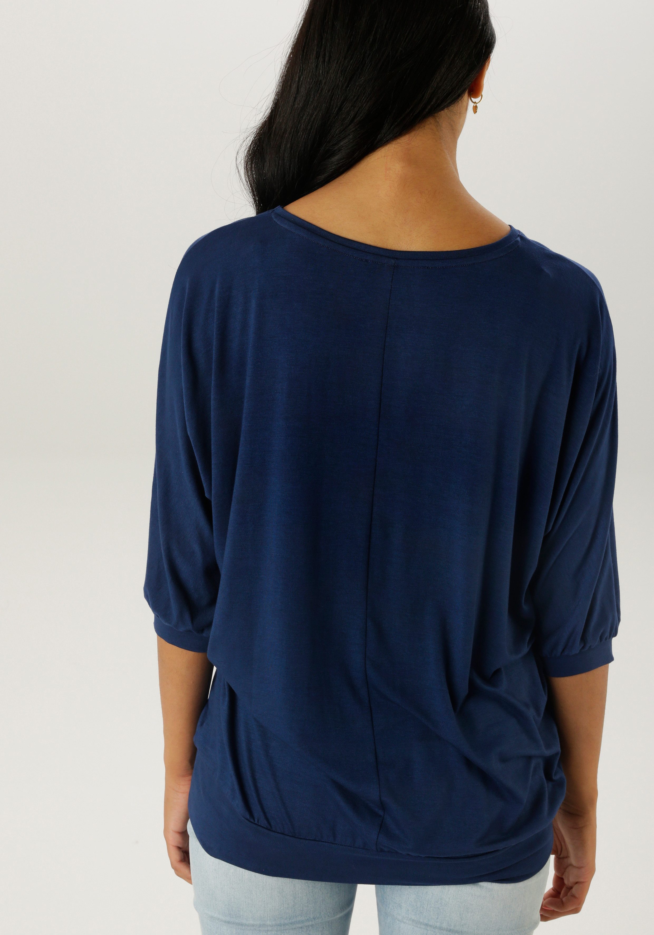 Aniston SELECTED Shirt met vleermuismouwen deels met zilverkleurige folieprint nieuwe collectie