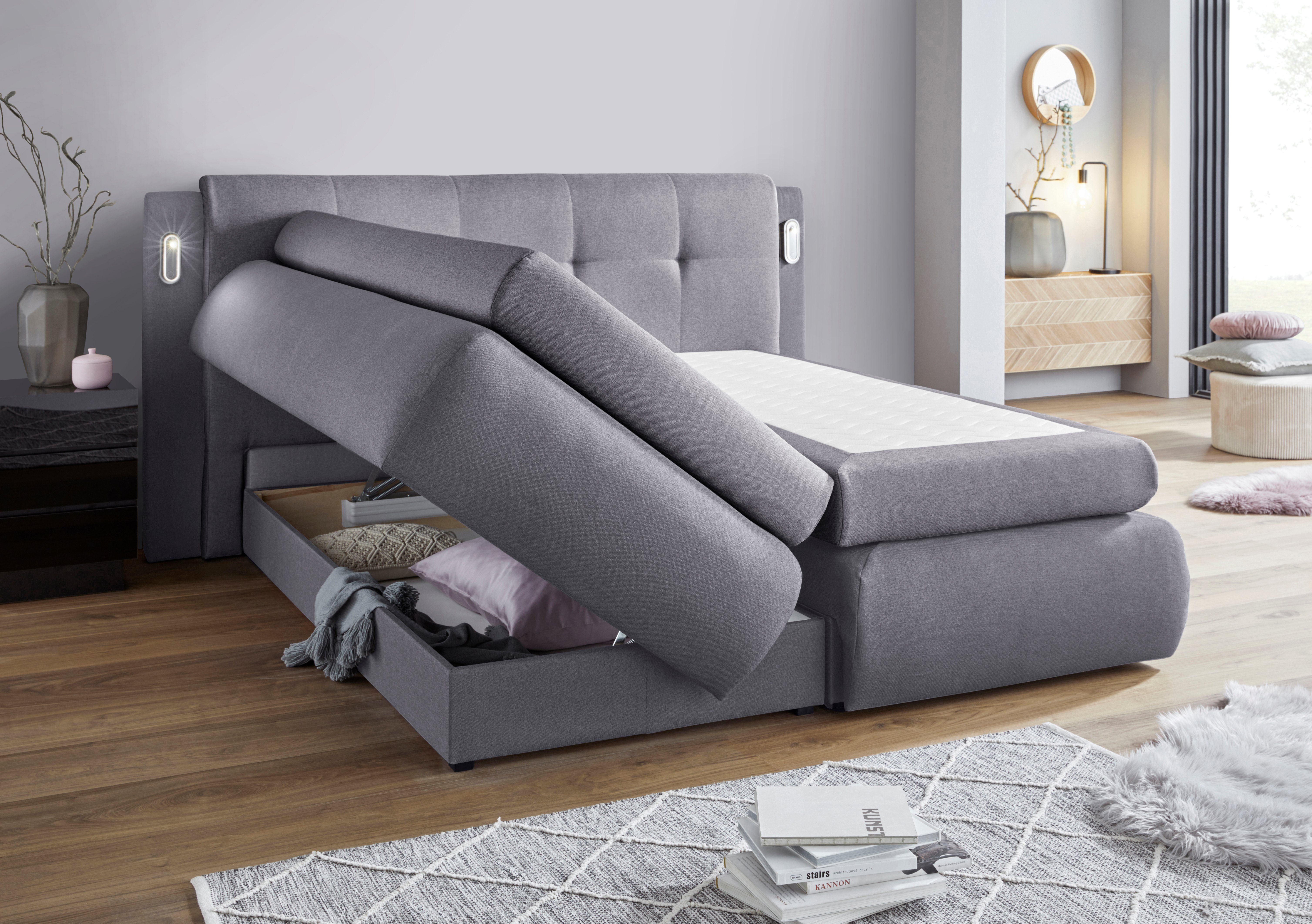 COLLECTION AB Boxspring Borna inclusief bedkist, ledverlichting en topmatras