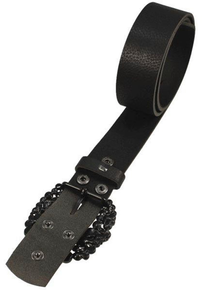 RETTUNGSRING by showroom 019° Leren riem met verwisselbare sluiting "doorn strass zwart", 4cm
