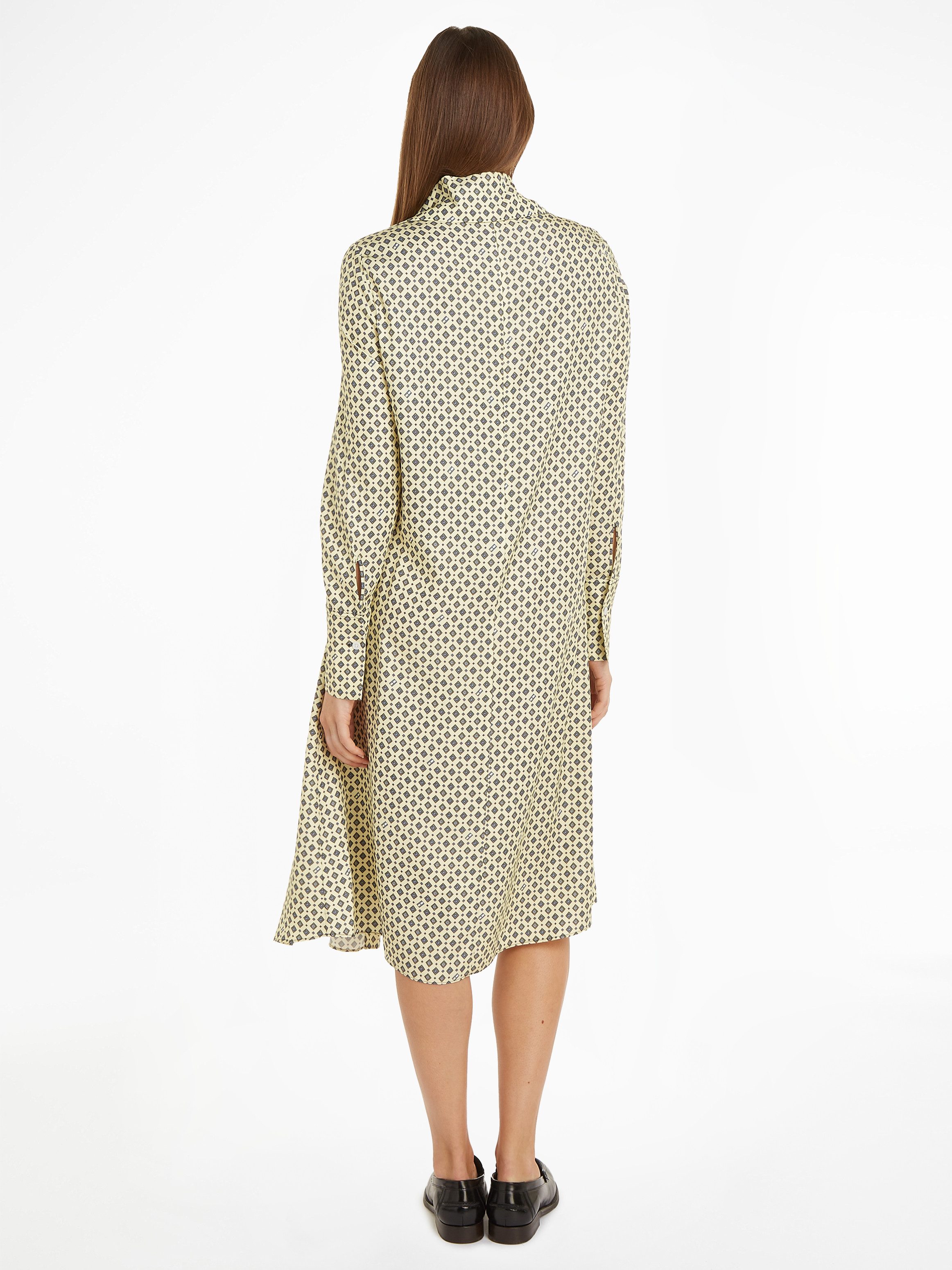 Tommy Hilfiger Blousejurk FOULARD DRAPED MIDI DRESS met tommy hilfiger merklabel