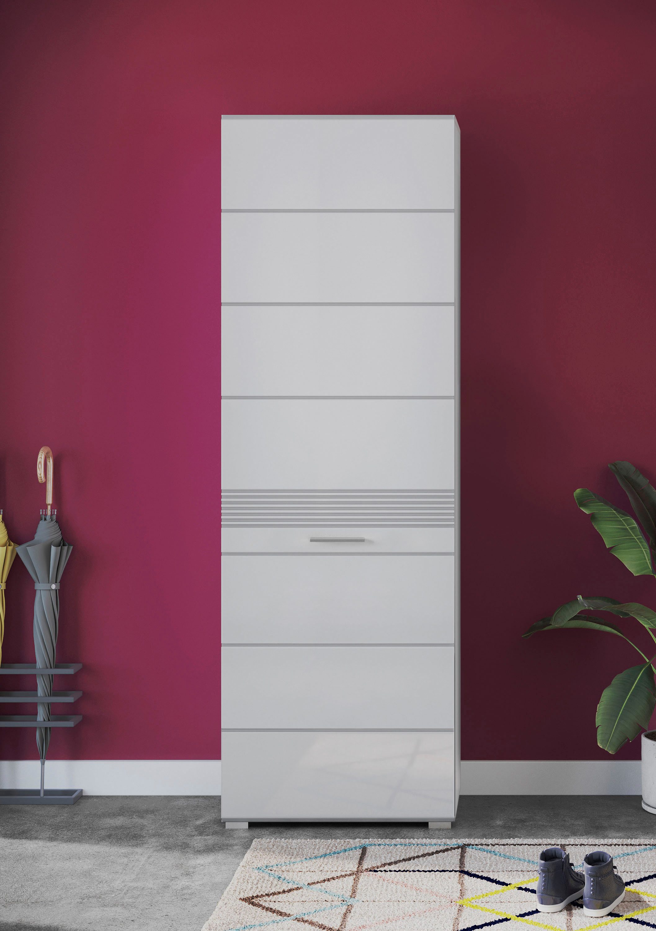 INOSIGN Kledingkast Malmö, Hoogte 190 cm, 1 Deur, 3 Planken, 1 Kledingstang Deurdrager verwisselbaar, hoogwaardige MDF voorkant met groeffrezen
