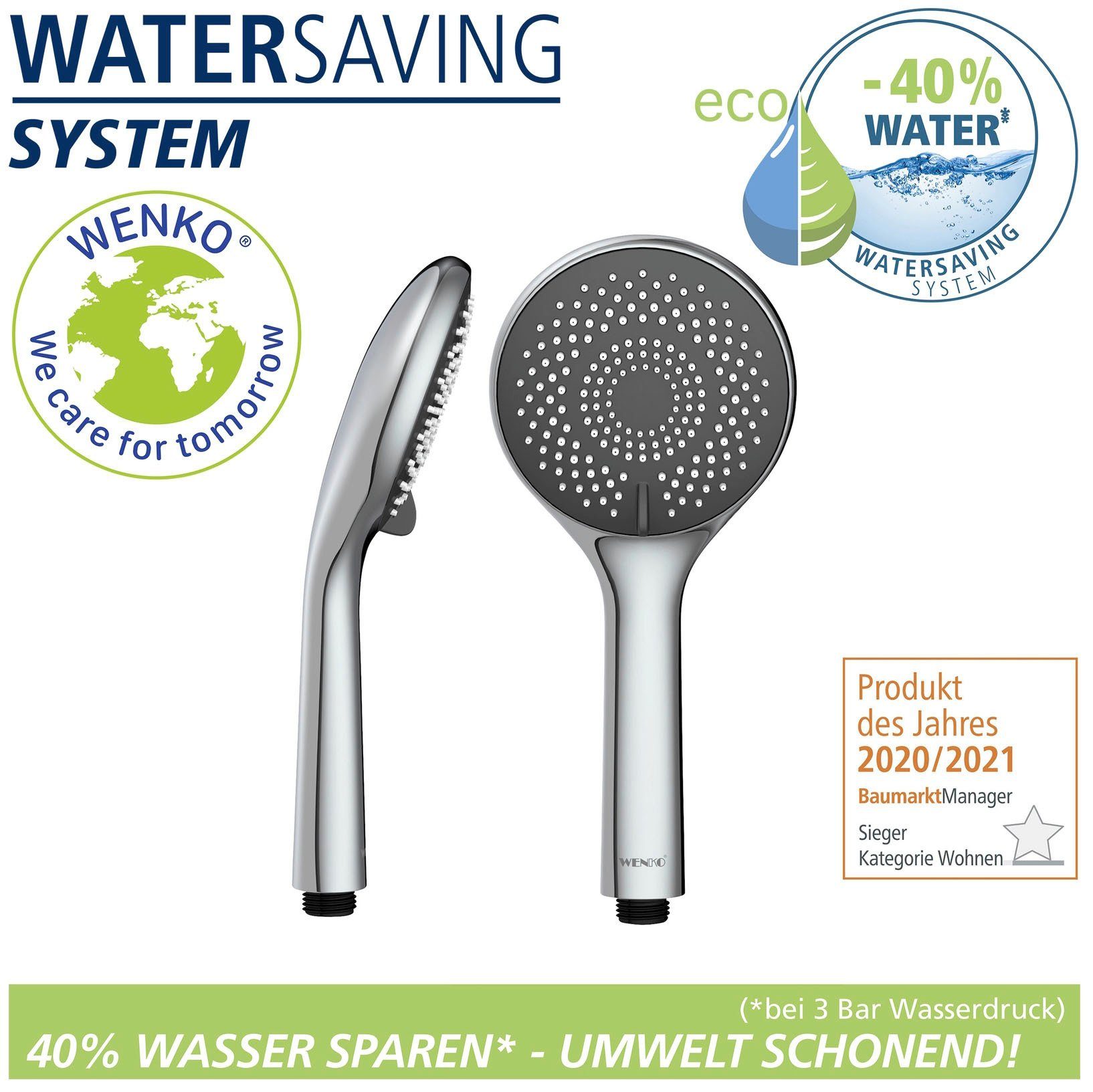 WENKO Handsproeier Watersaving systeem Douchekop Watersaving grijs, diameter 11 cm