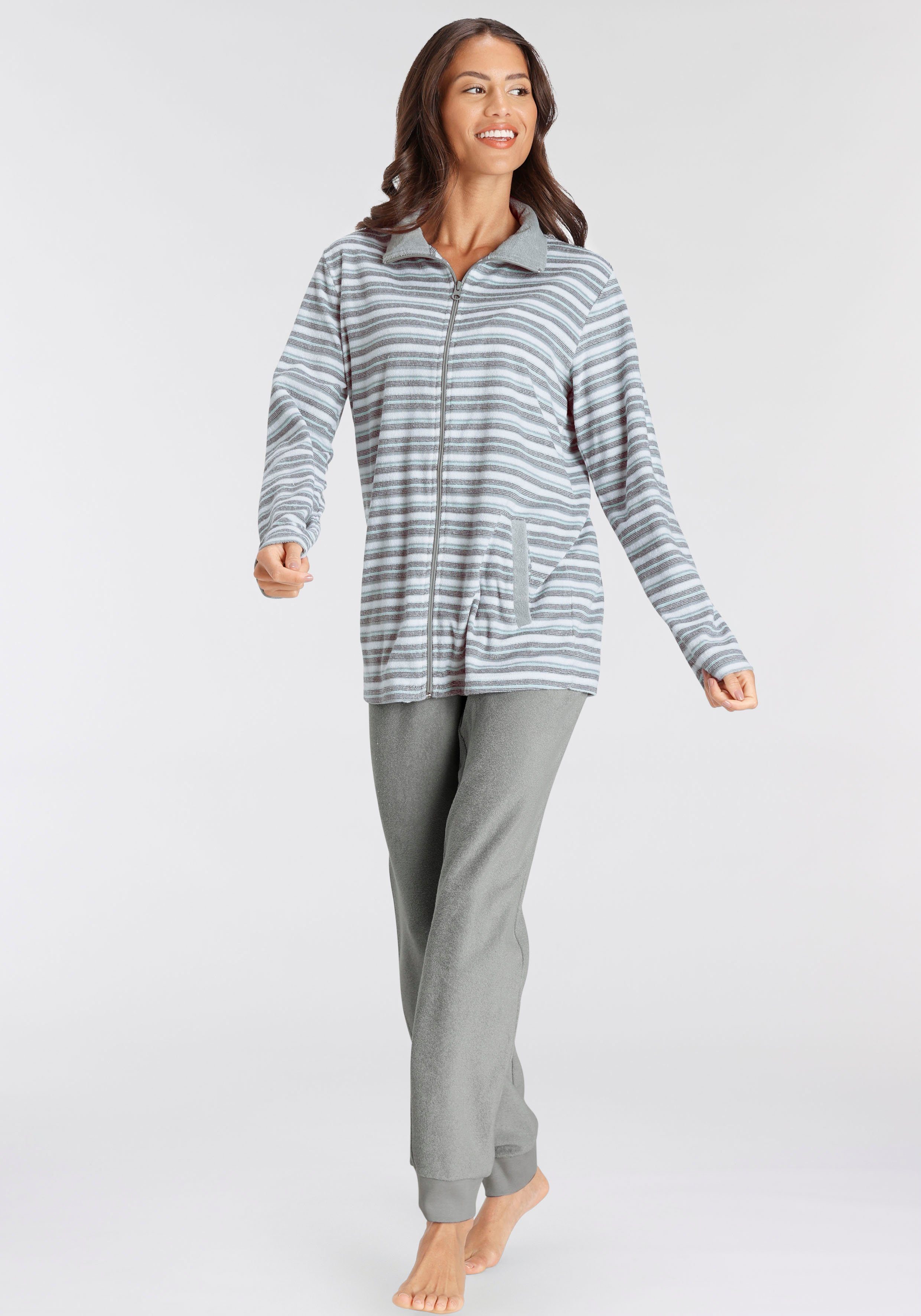 Vivance Dreams Pyjama van zachte frotté met rits (2-delig)