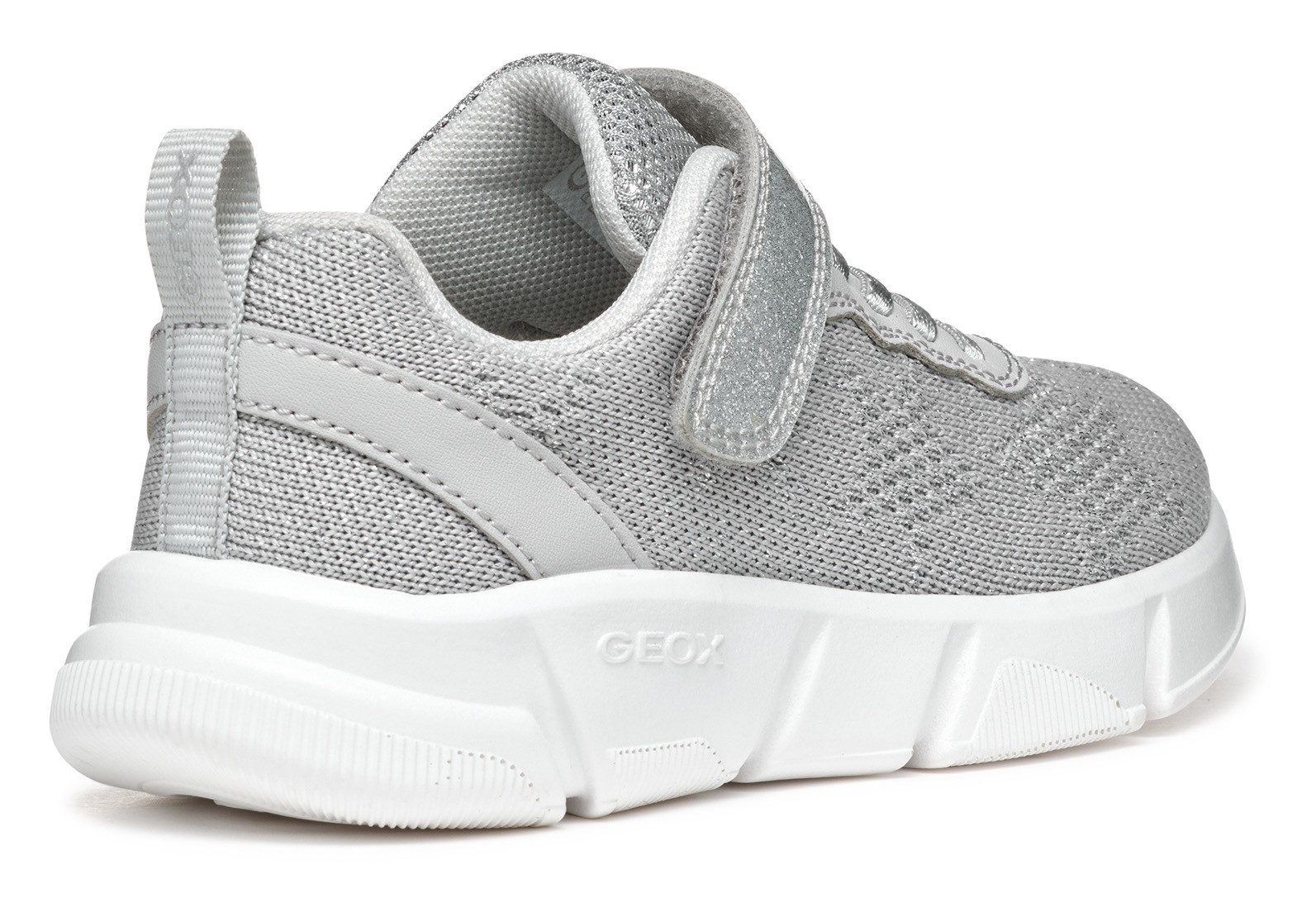Geox Sneakers J ARIL GIRL , knitwear sneaker, klittenbandschoen met glinsterende klittenband