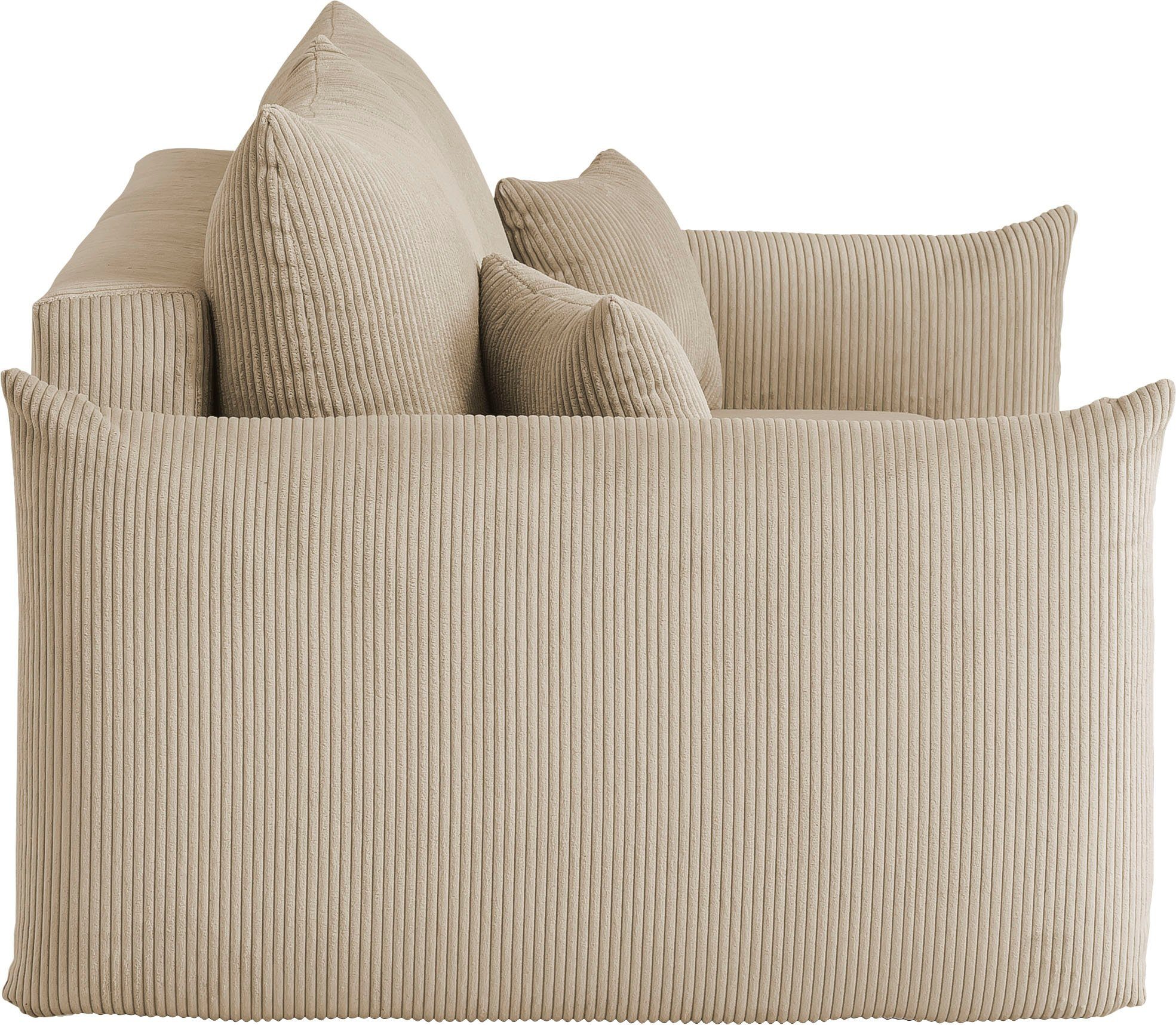 INOSIGN 3-zitsbank MAVAS slaapbank met bedlade ca. 240/108 cm (ligoppervlak 212/145 cm), ribfluweel, chenille, structuur