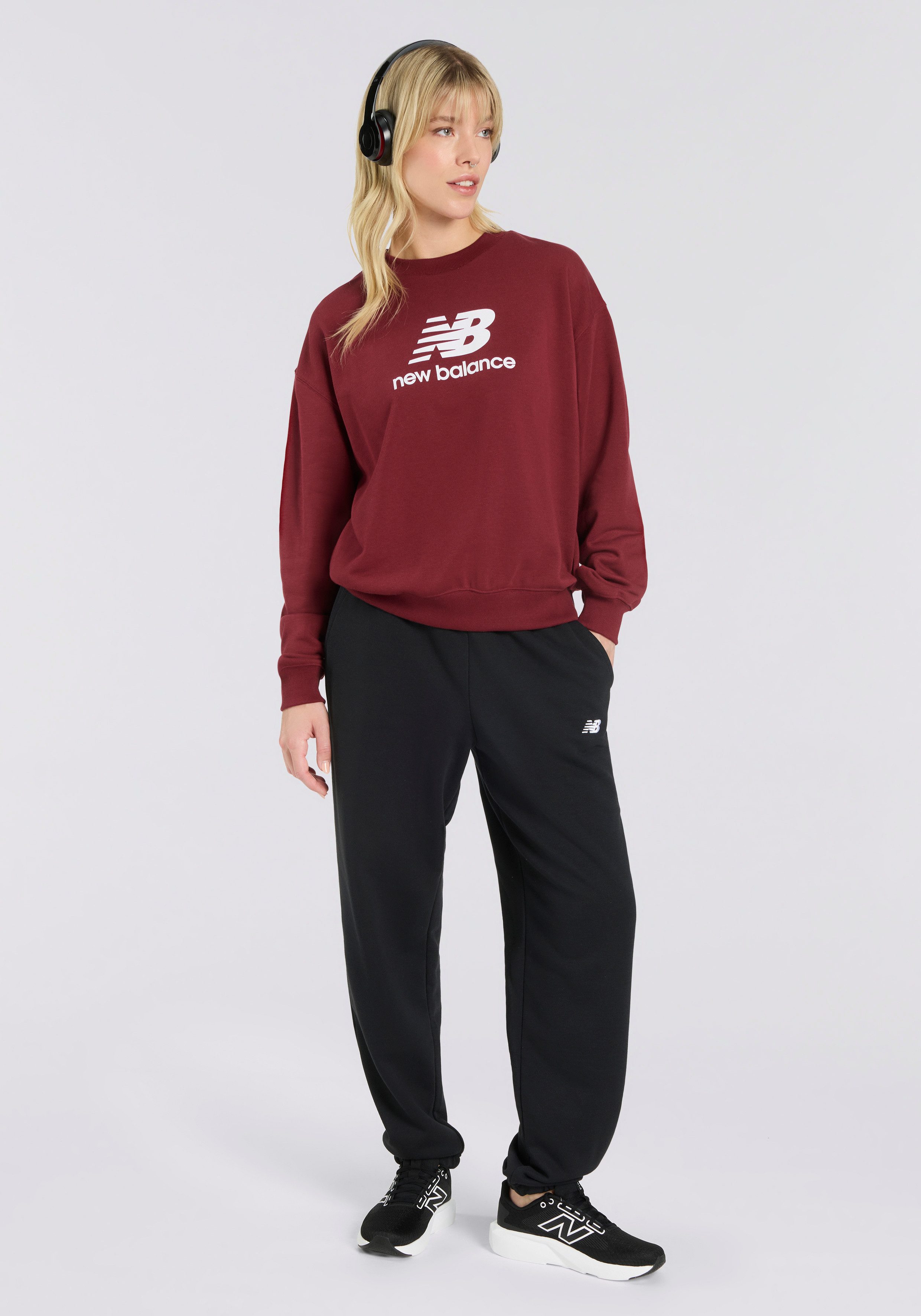 New Balance Sweatshirt Sport Essentials French Terryogo CrewONARCH BURGUNDY