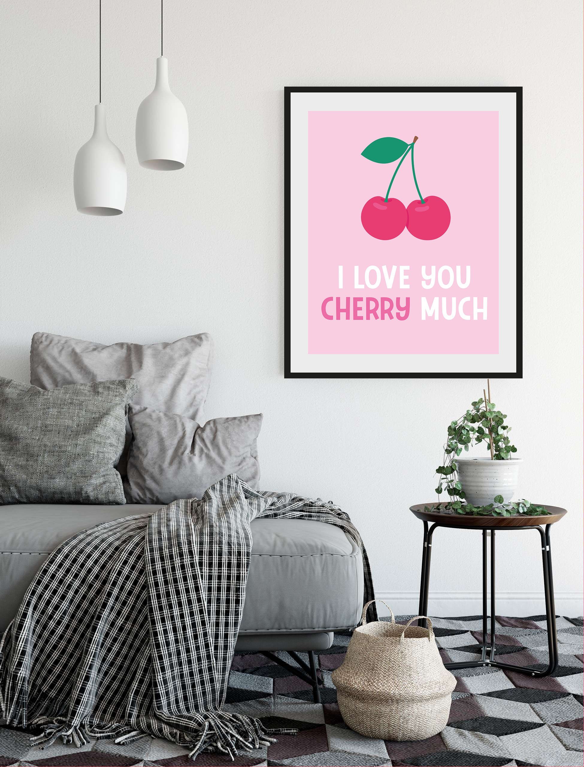 queence Wanddecoratie Liefde HD premium posterdruk incl. houten lijst (1 stuk) schilderijen maat 50 cm x 70 cm zwart