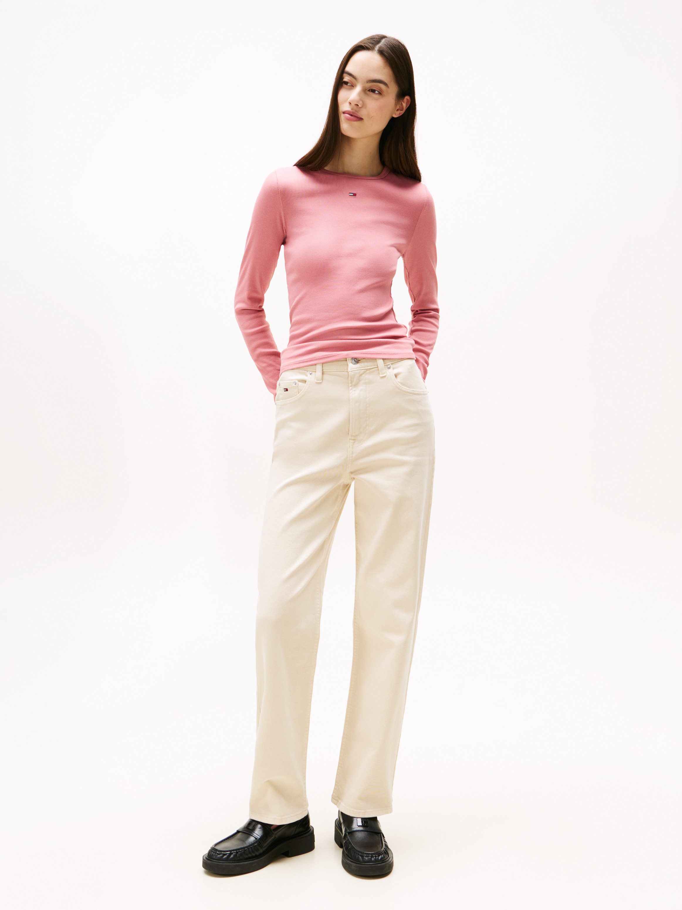 TOMMY JEANS Shirt met lange mouwen TJW SLIM ESSENTIAL RIB LS