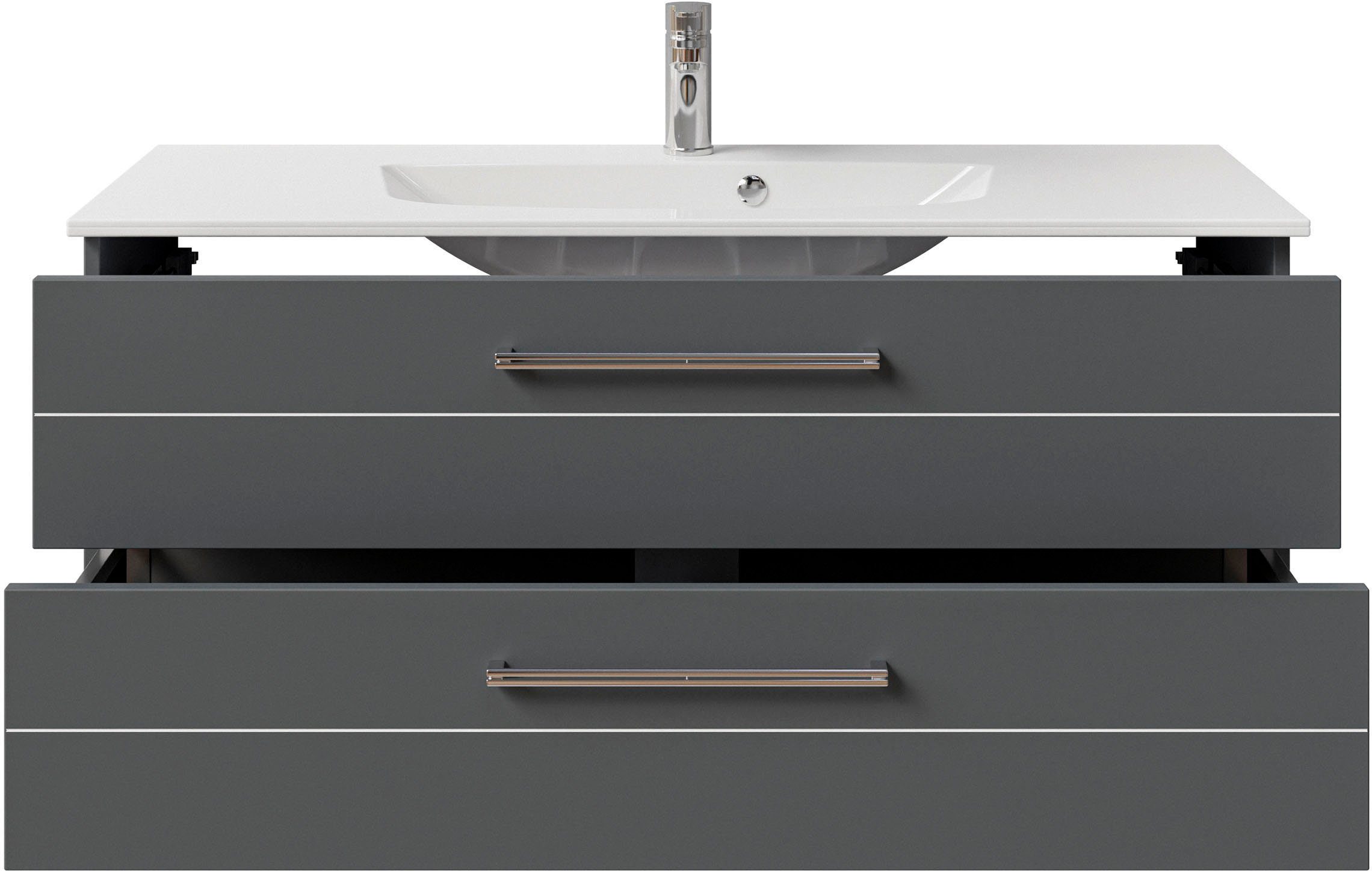 Saphir Wastafelonderkast Serie 6025 mineraalmarmeren wastafel met onderkast, 117 cm breed (2-delig)