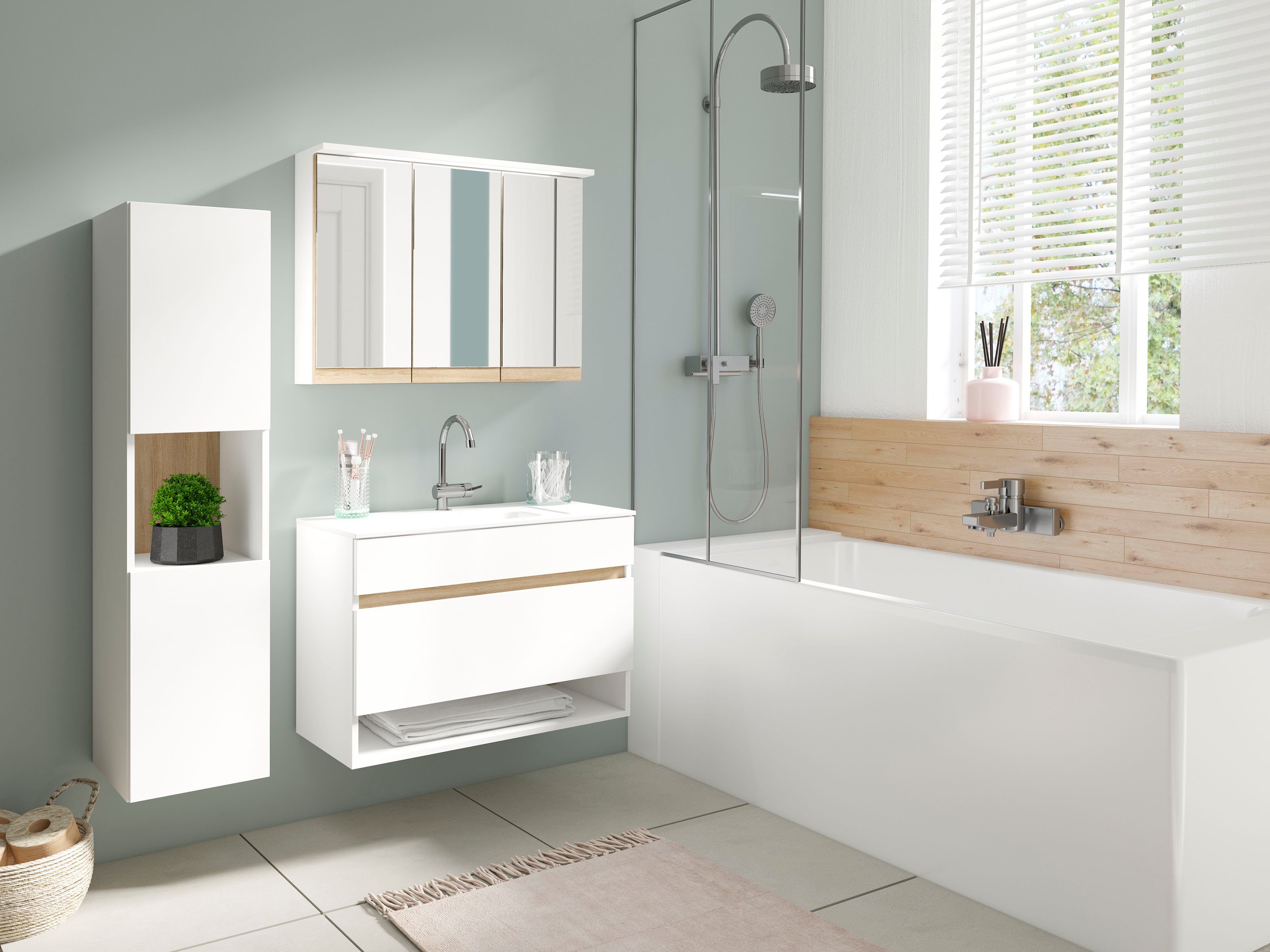 byLIVING Spiegelkast Marino Breedte 80 cm, met soft-closefunctie deuren, inclusief ledverlichting