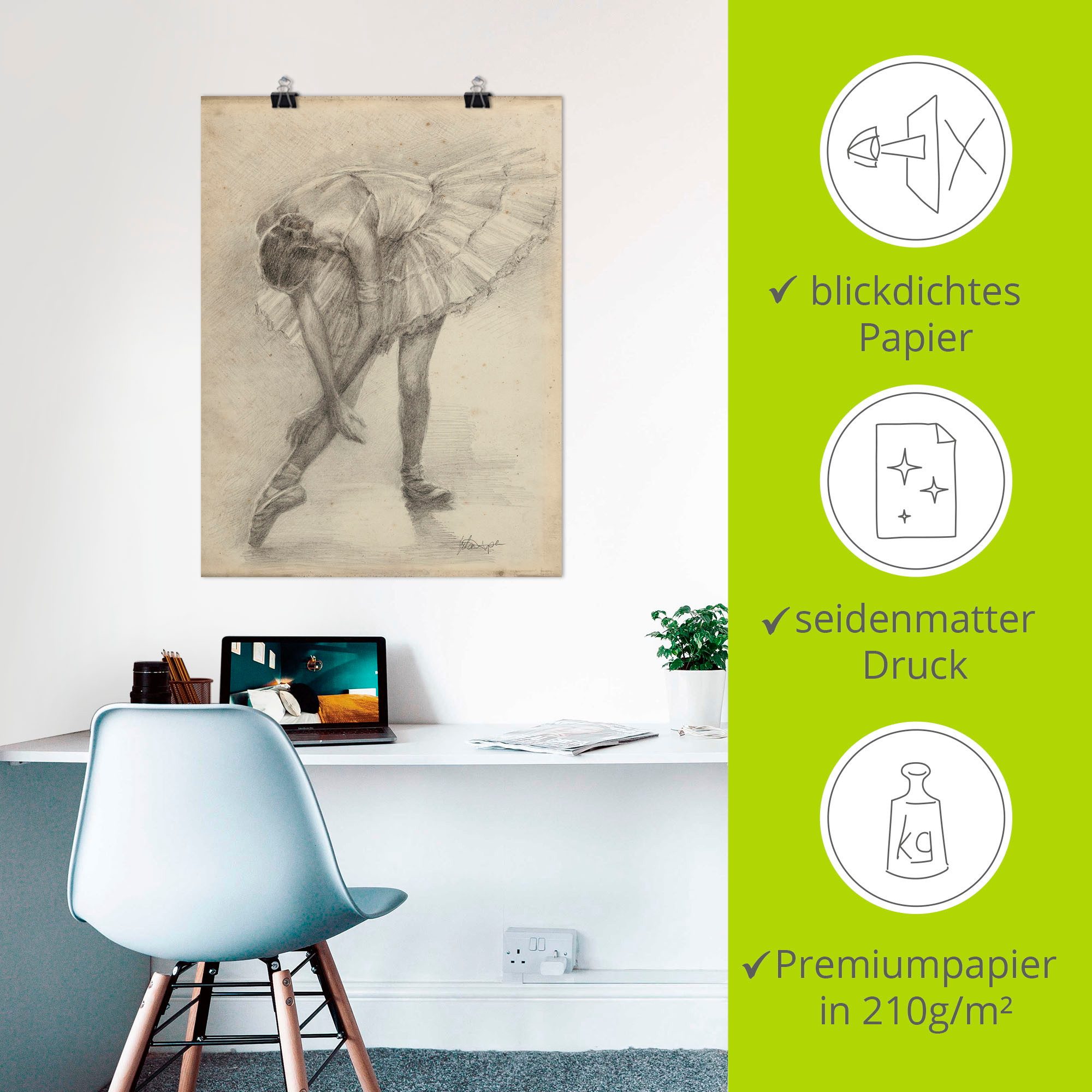 Artland Artprint Antieke ballerina's oefening II als poster in verschillende formaten maten