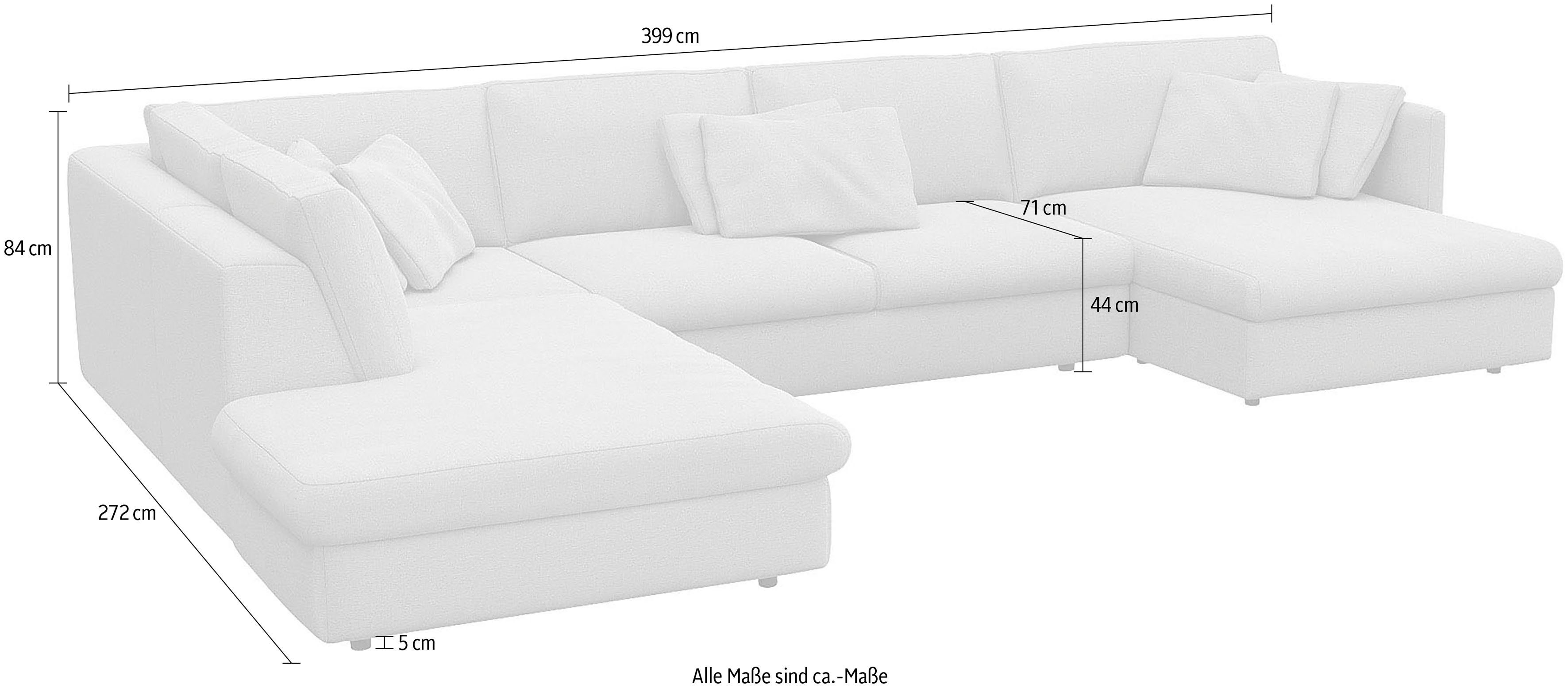FLEXLUX Zithoek Lovane, U-vorm, comfortabel en comfortabel Zacht en zeer comfortabel, grote zitdiepte op koudschuim, inclusief sierkussen