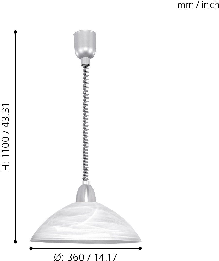 EGLO Hanglamp LORD 2 Hanglamp, spiraalsnoer, in hoogte verstelbaar, keukenlamp, E27, Ø 36 cm (1 stuk)