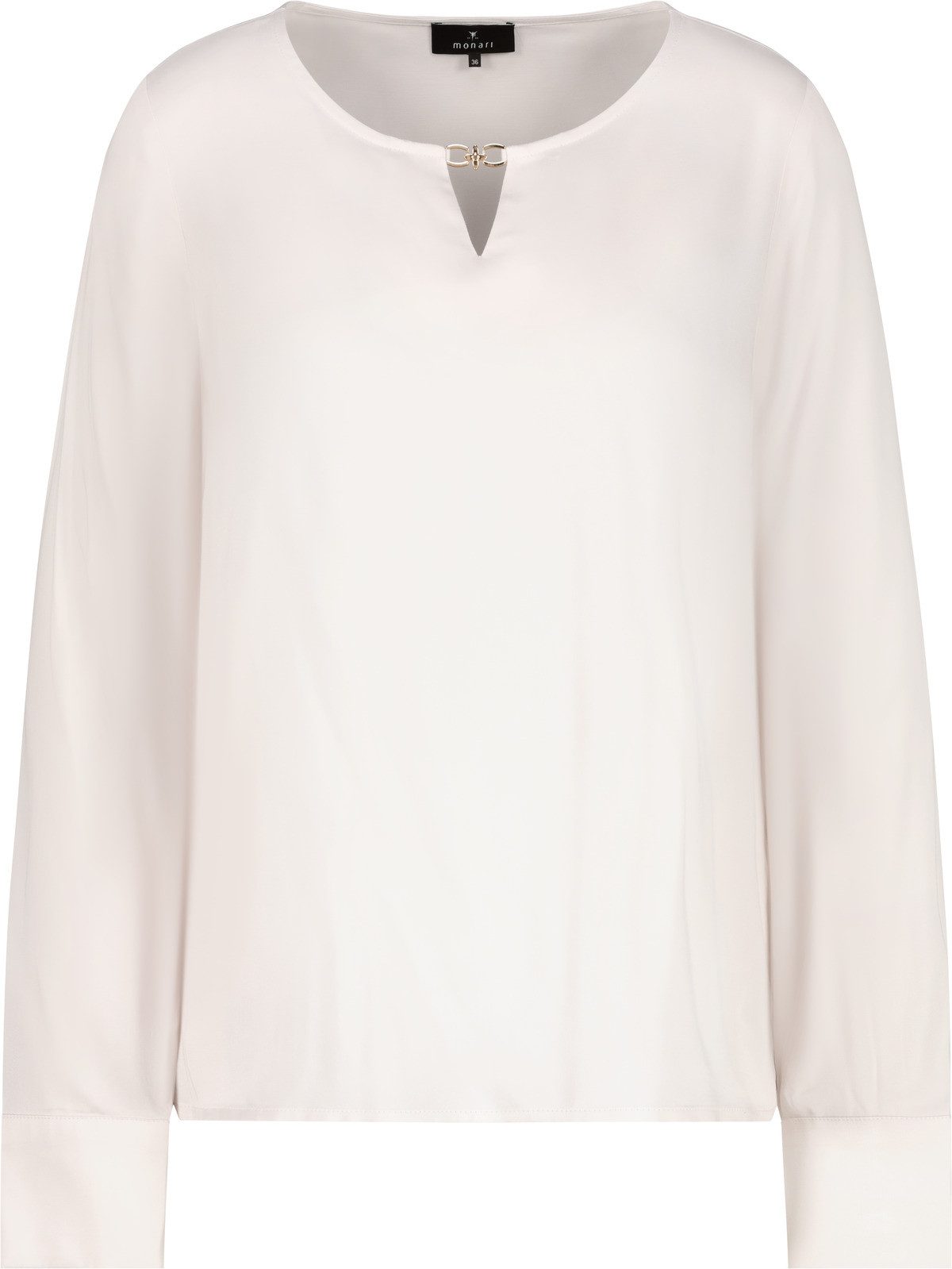 Monari Blouse met lange mouwen Regular fit met ronde hals met sierdetail