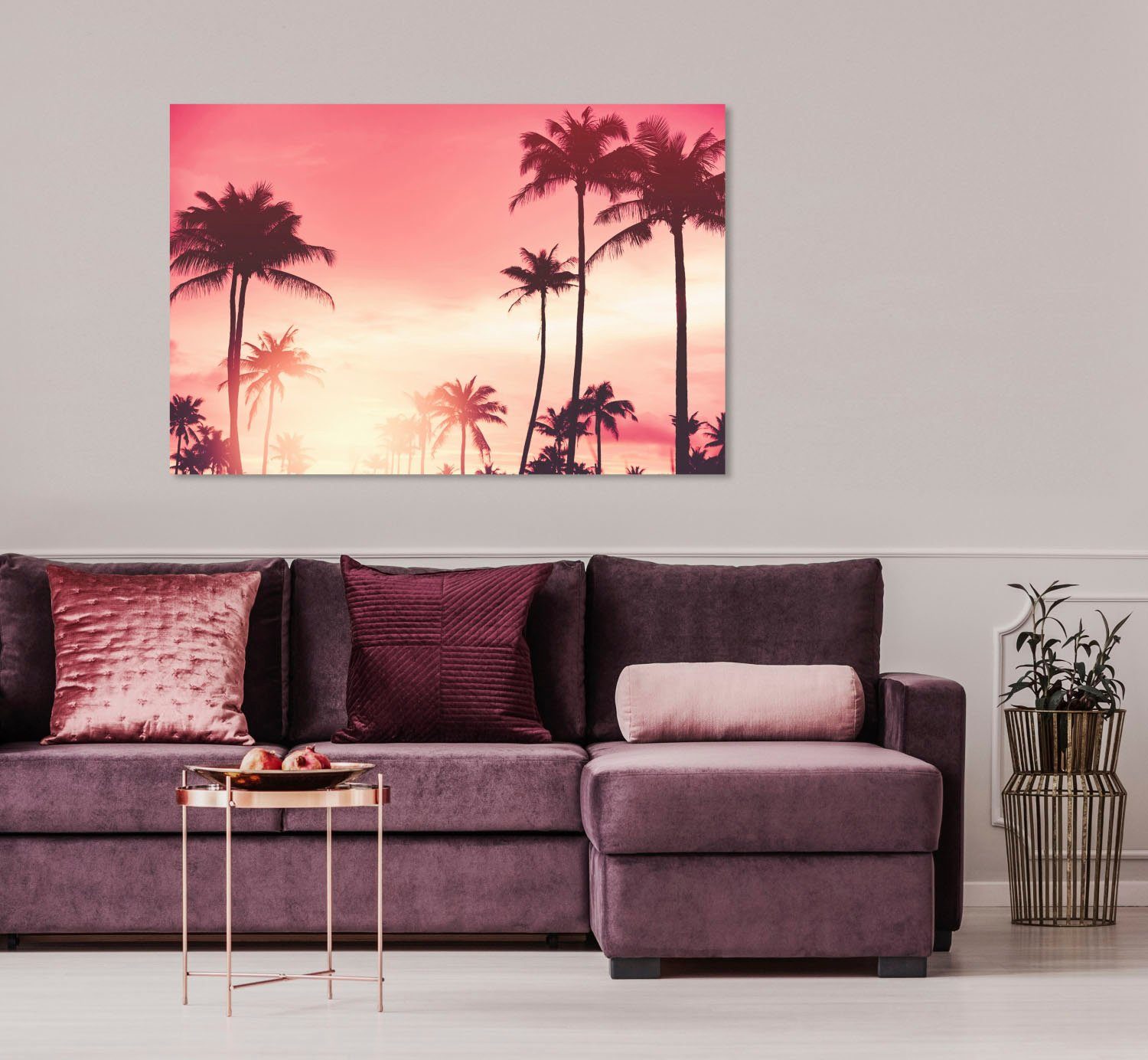 queence Artprint op acrylglas Palmen bij zonsondergang Fine Art-print in galeriekwaliteit