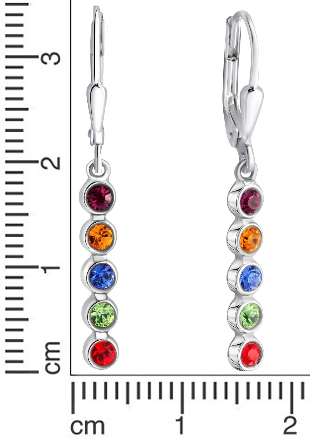 Firetti Paar oorhangers Sieraad cadeau zilver 925 oorbellen patentbeugel regenboog
