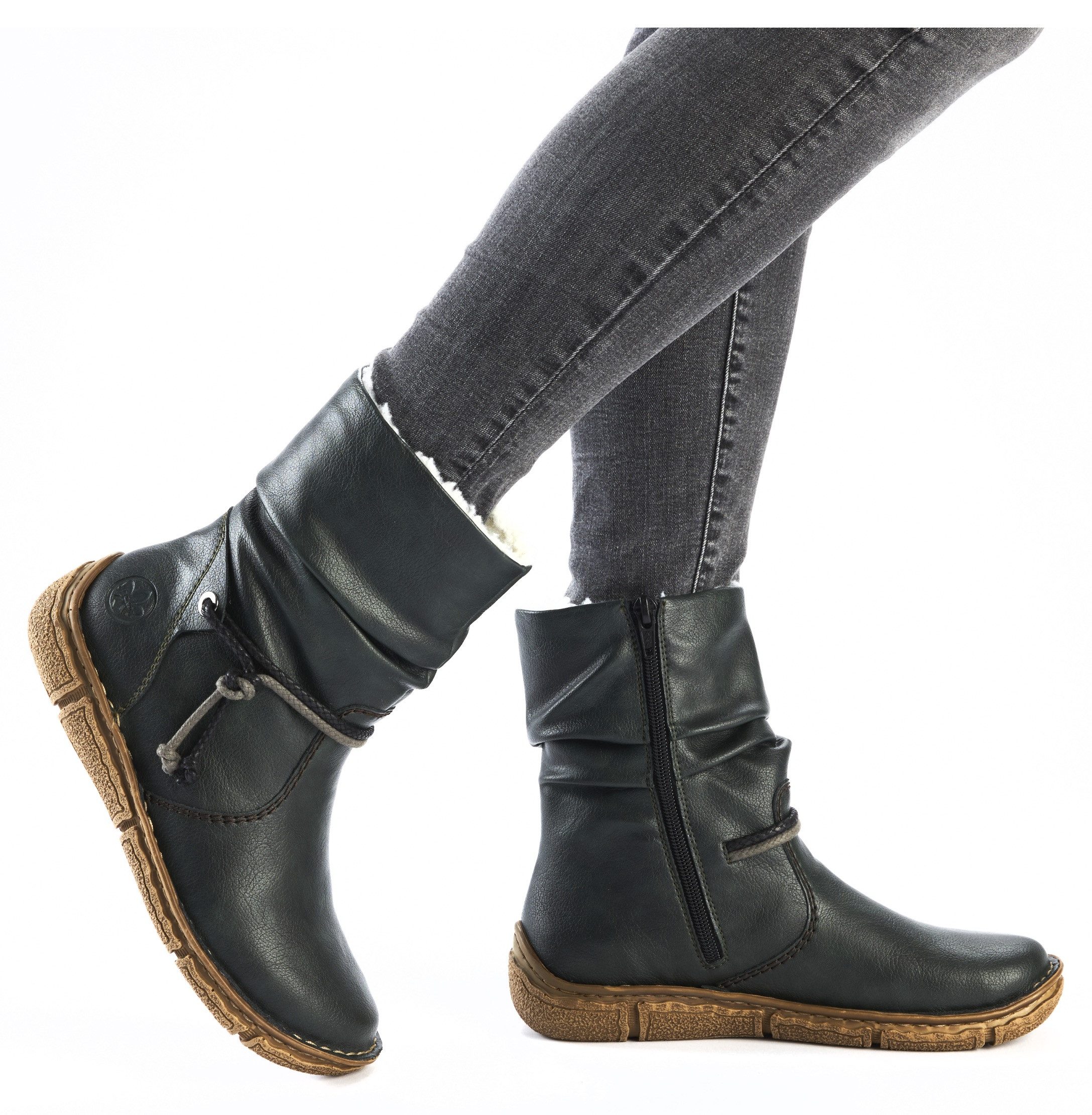 Rieker Winterlaarzen winter-enkellaars, slouchy schacht, ritssluiting, met warme voering
