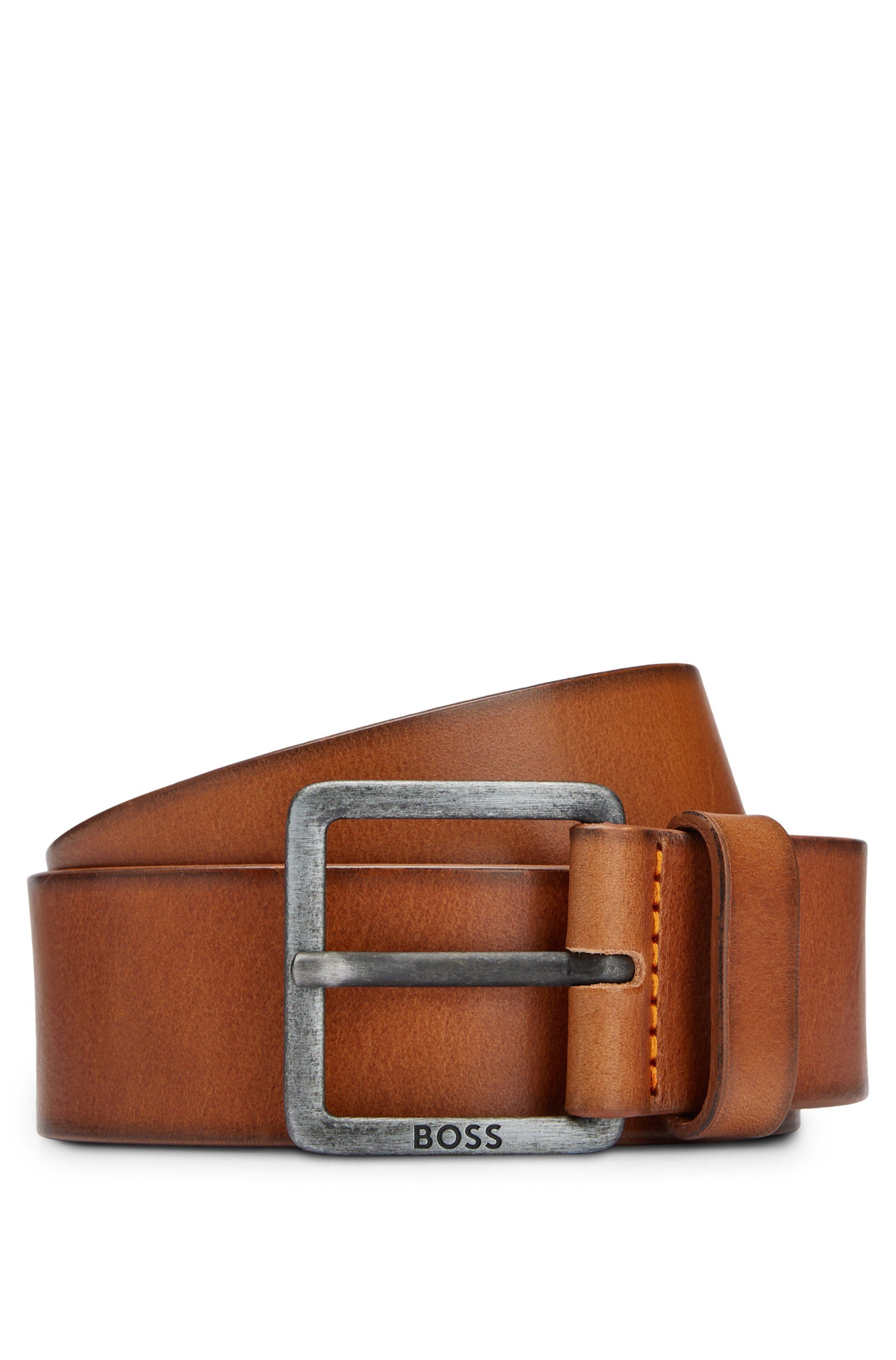 Boss Leren riem Jeeko_Sz40 met boss logo-tekst op de sluiting